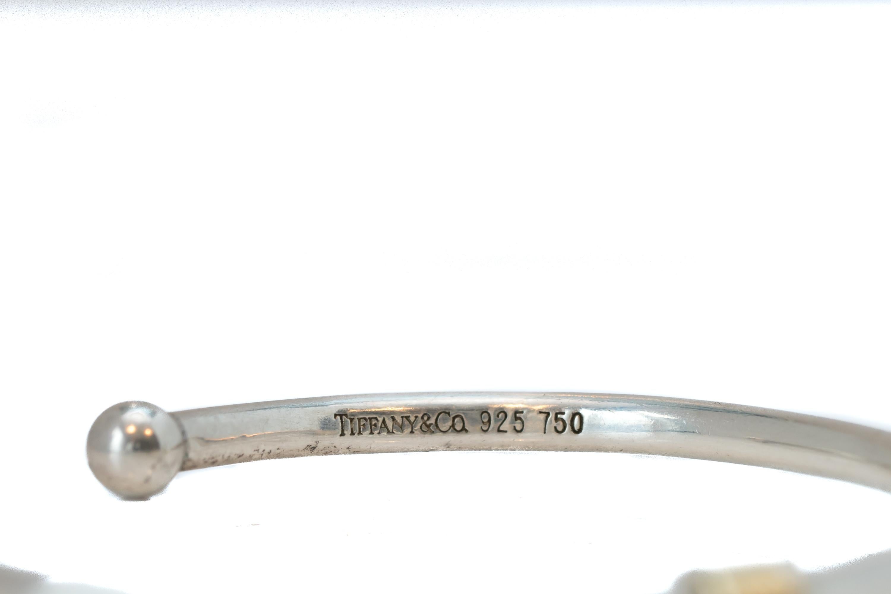 Women's Tiffany and Co. Bangle Bracelet in Sterling Silver and 18 Karat Yellow Gold