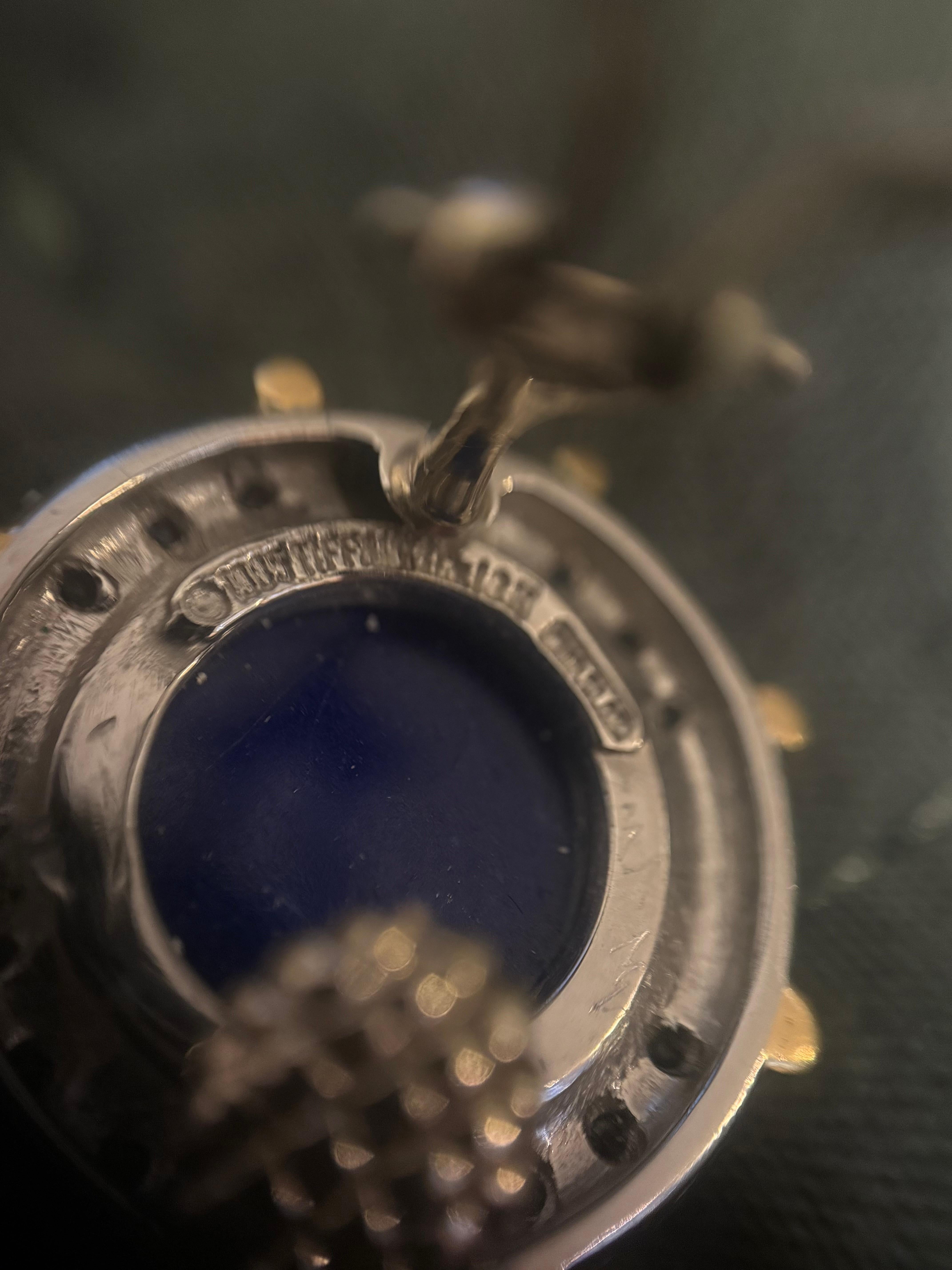 Donna Tiffany & Co. Orecchini con diamanti in lapislazzuli blu in vendita