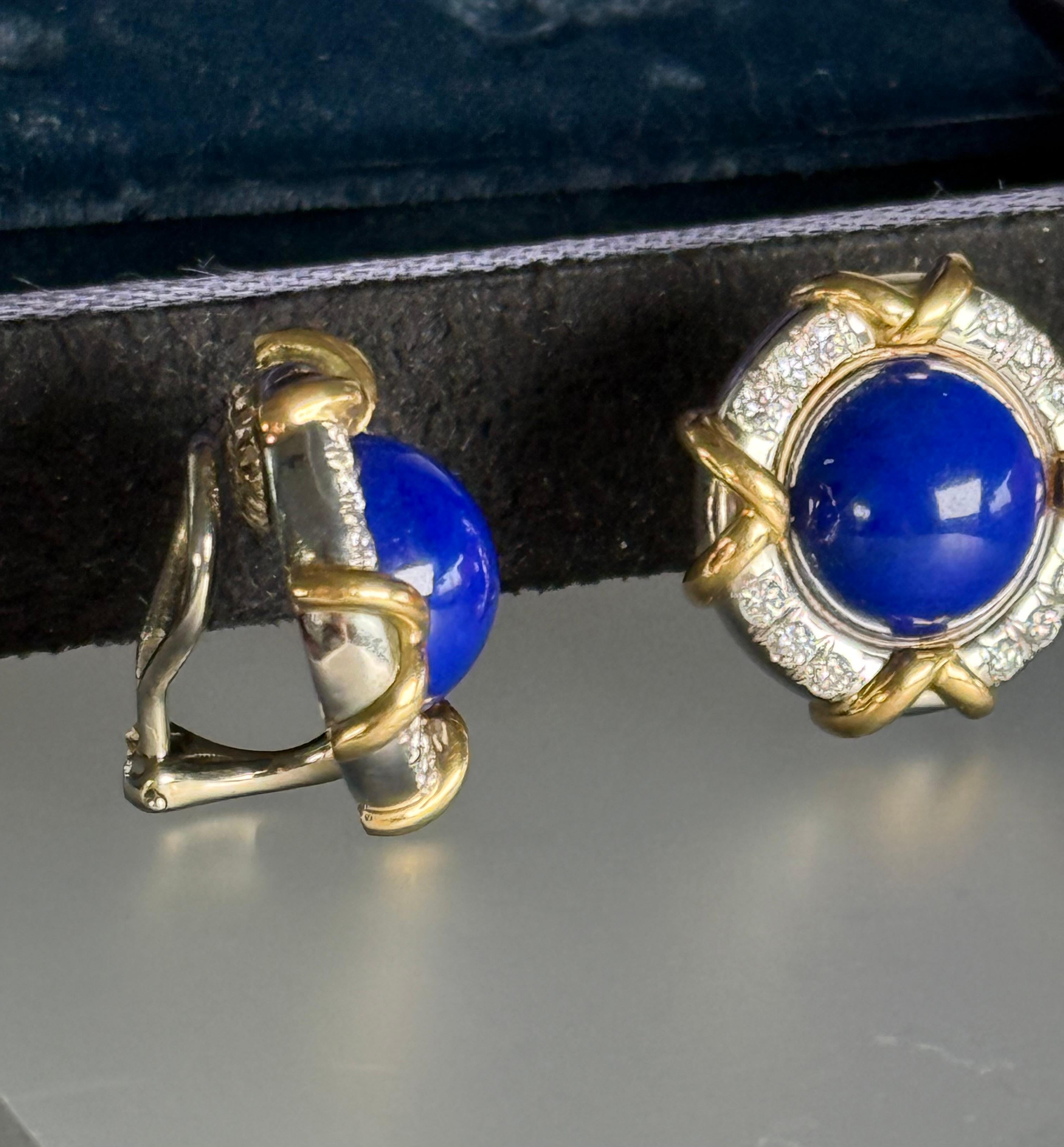 Tiffany & Co. Orecchini con diamanti in lapislazzuli blu in vendita 1