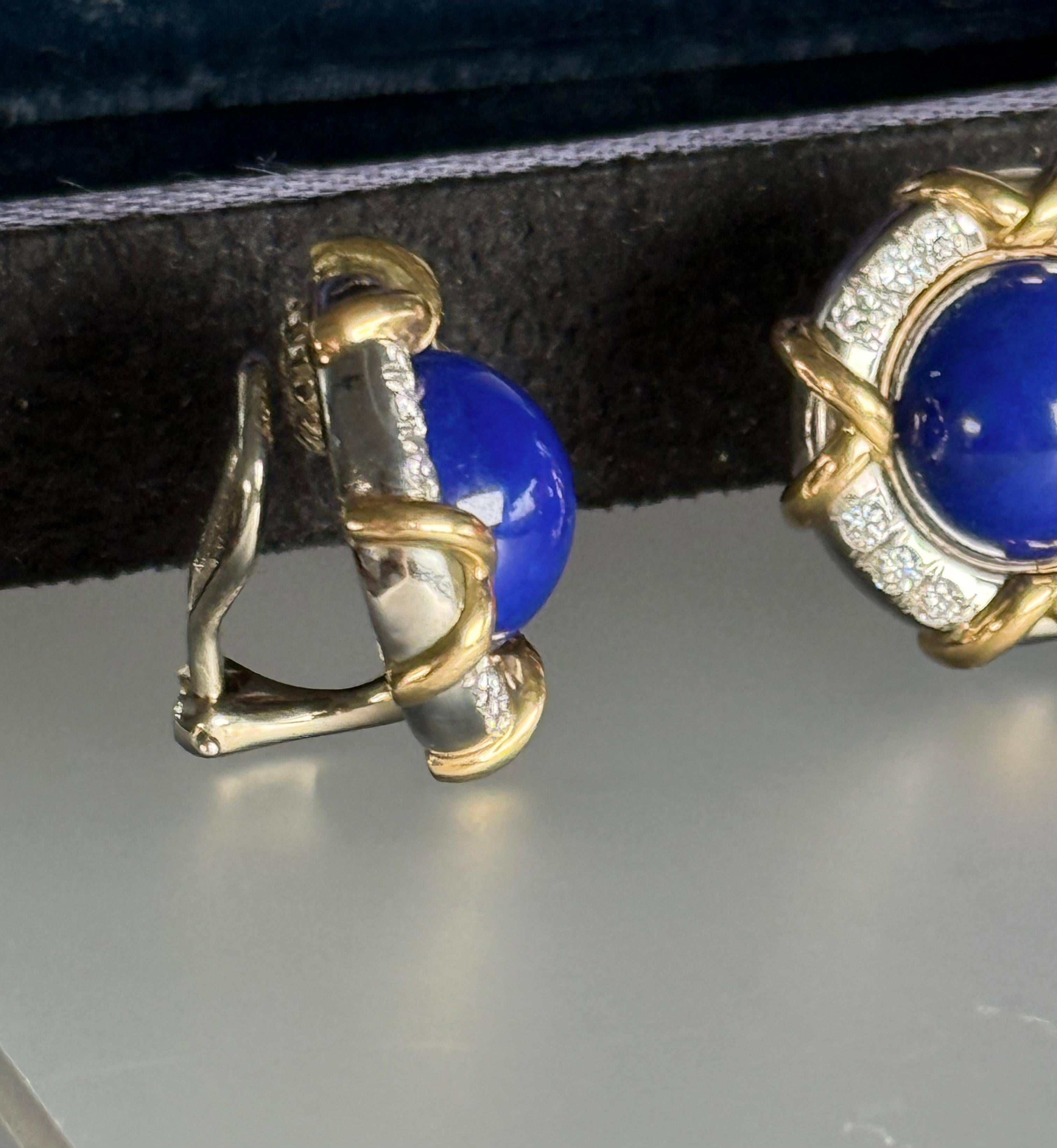 Tiffany & Co. Orecchini con diamanti in lapislazzuli blu in vendita 2