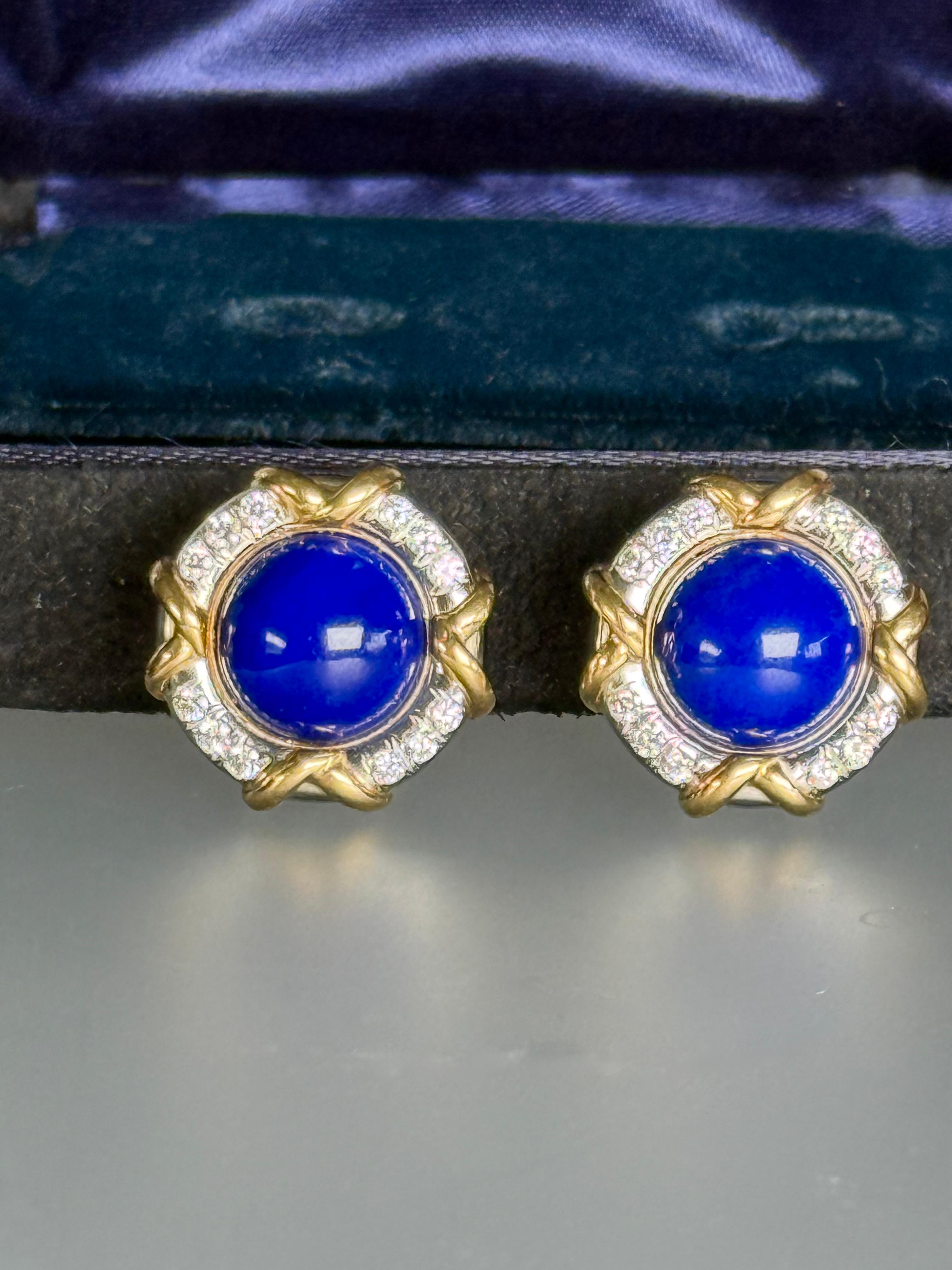 Tiffany & Co. Orecchini con diamanti in lapislazzuli blu in vendita 3