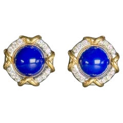 Tiffany 
Co Boucles d
oreilles Lapis Lazuli bleu et diamants