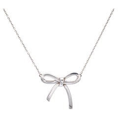 Tiffany and Co. Bow Sterling Silver Pendant Necklace Long