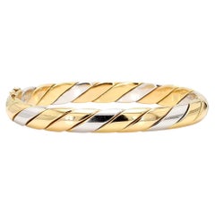 Tiffany and Co Braided 18K Two Tone Gold Twisted Rope Hinged Bangle Bracelet