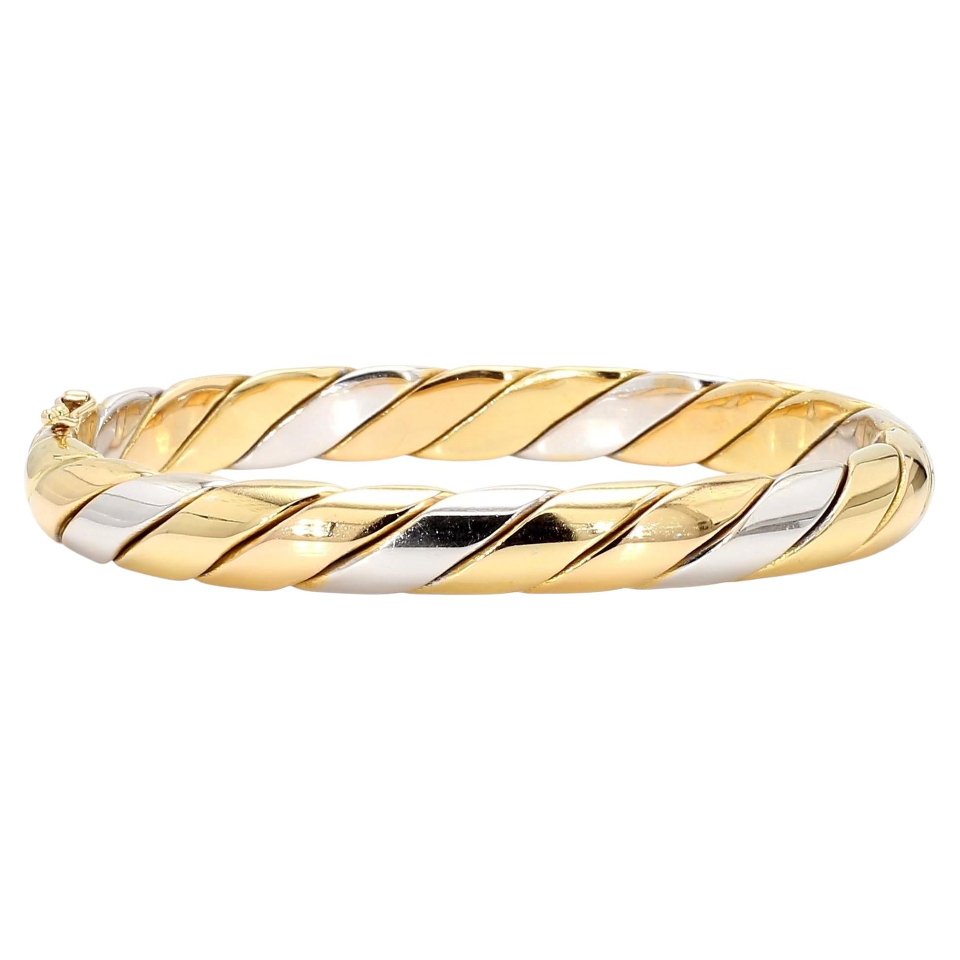 Tiffany & Co. Bracciale a corda intrecciata in oro 18 carati bicolore con cerniere