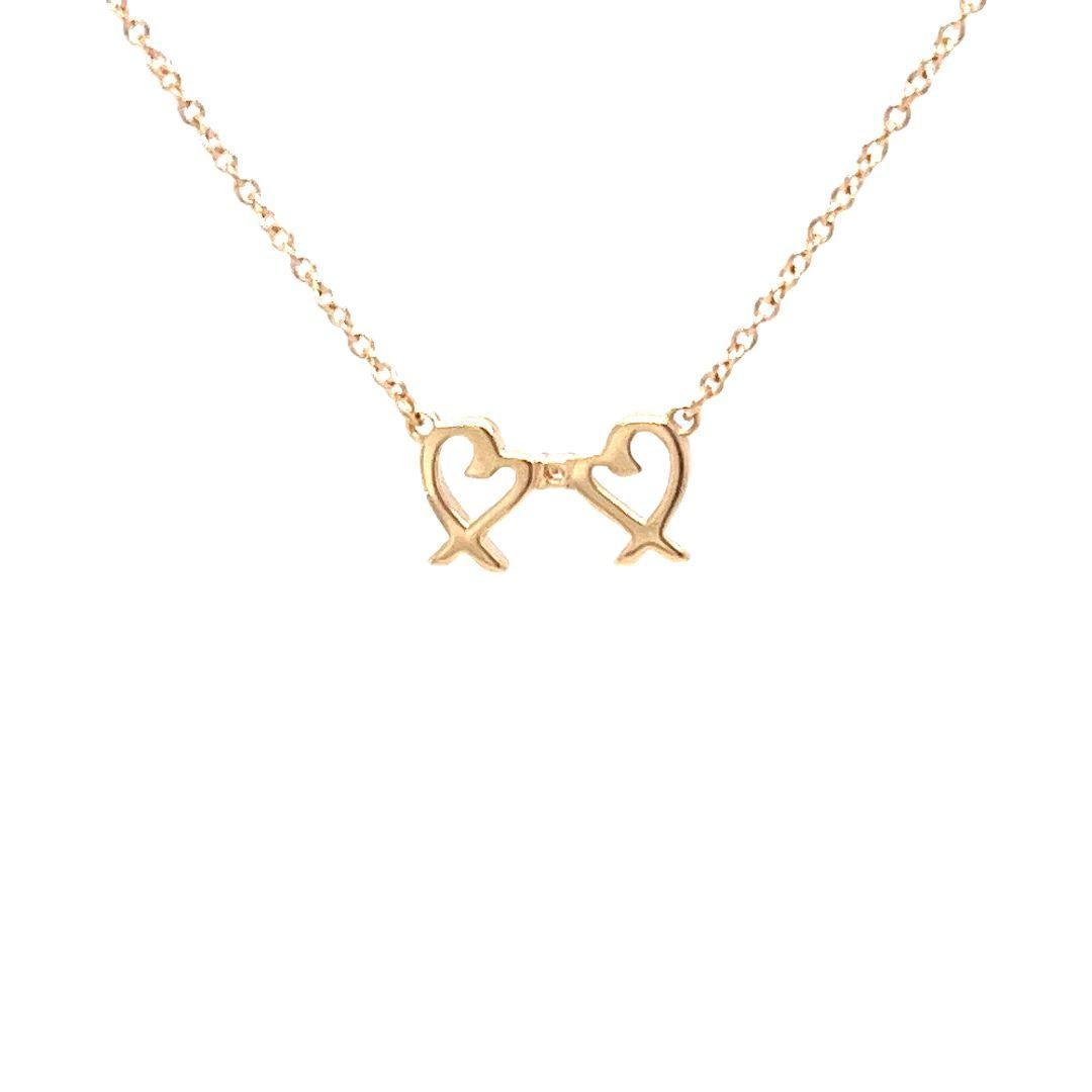Tiffany and Co. by Paloma Picasso Double Loving Heart Necklace in Rose Gold In Good Condition For Sale In Coral Gables, FL