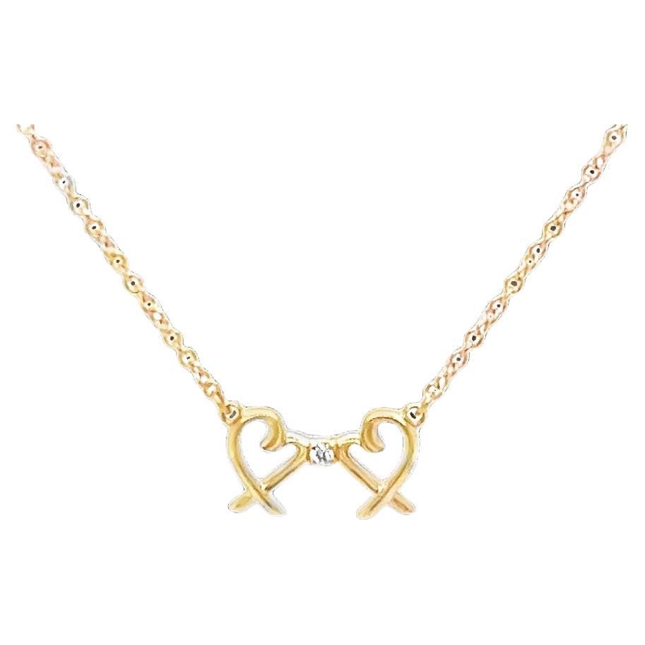 Tiffany and Co. by Paloma Picasso Double Loving Heart Necklace in Rose Gold For Sale