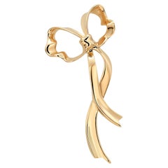 Tiffany Co Vintage Circa 1985 Bow Brooch 2.5 Inch Eighteen Karat Yellow Gold