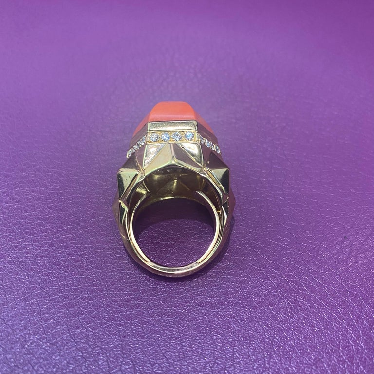 Tiffany and Co. Coral & Diamond Dome Ring For Sale 1