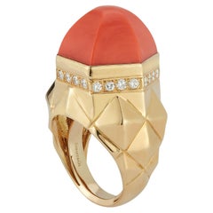 Tiffany and Co. Coral & Diamond Dome Ring