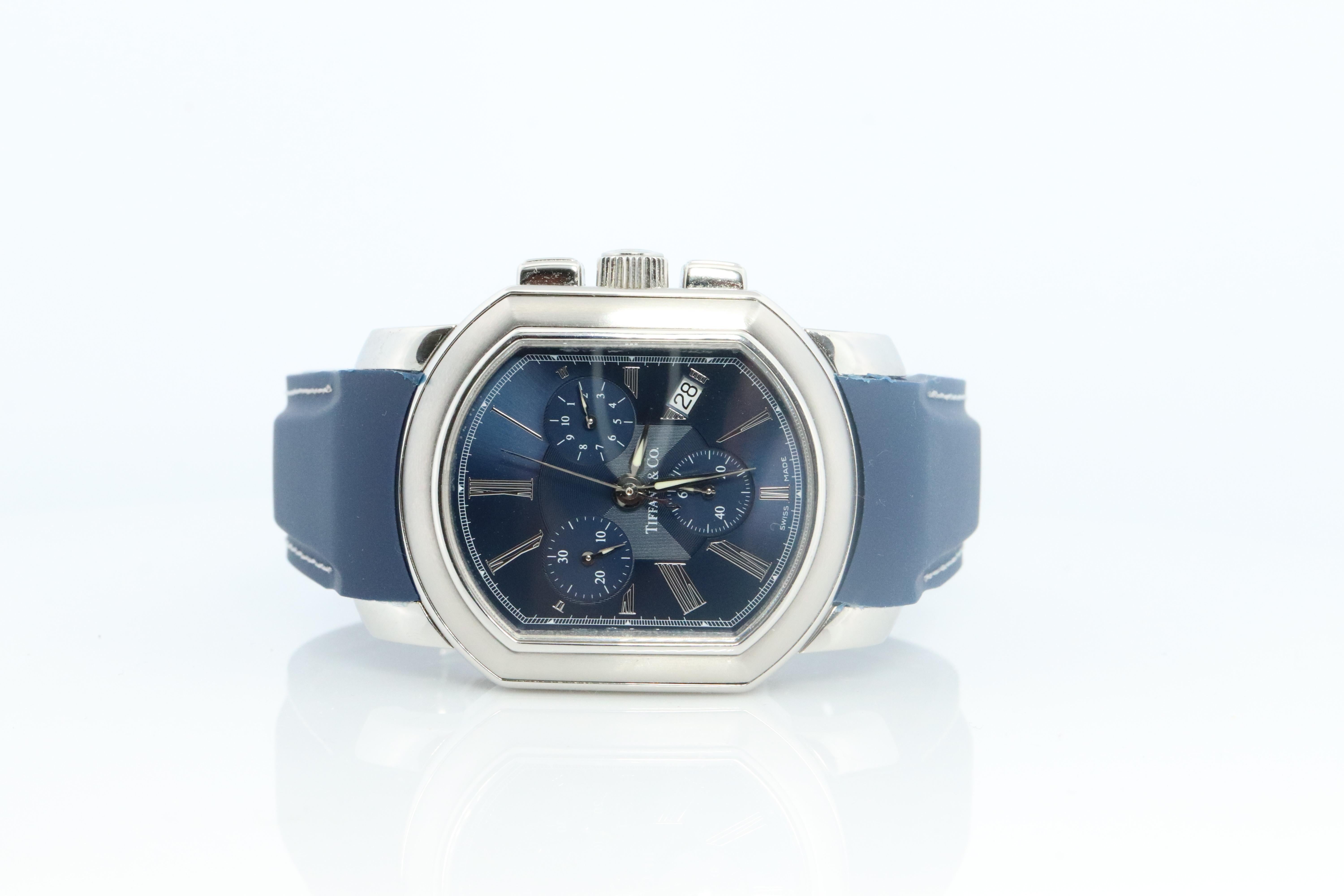 Tiffany and Co Coupe Resonator Watch. Mens Tiffany and Co Chronograph Wristwatch In Good Condition In Port Charlotte, FL