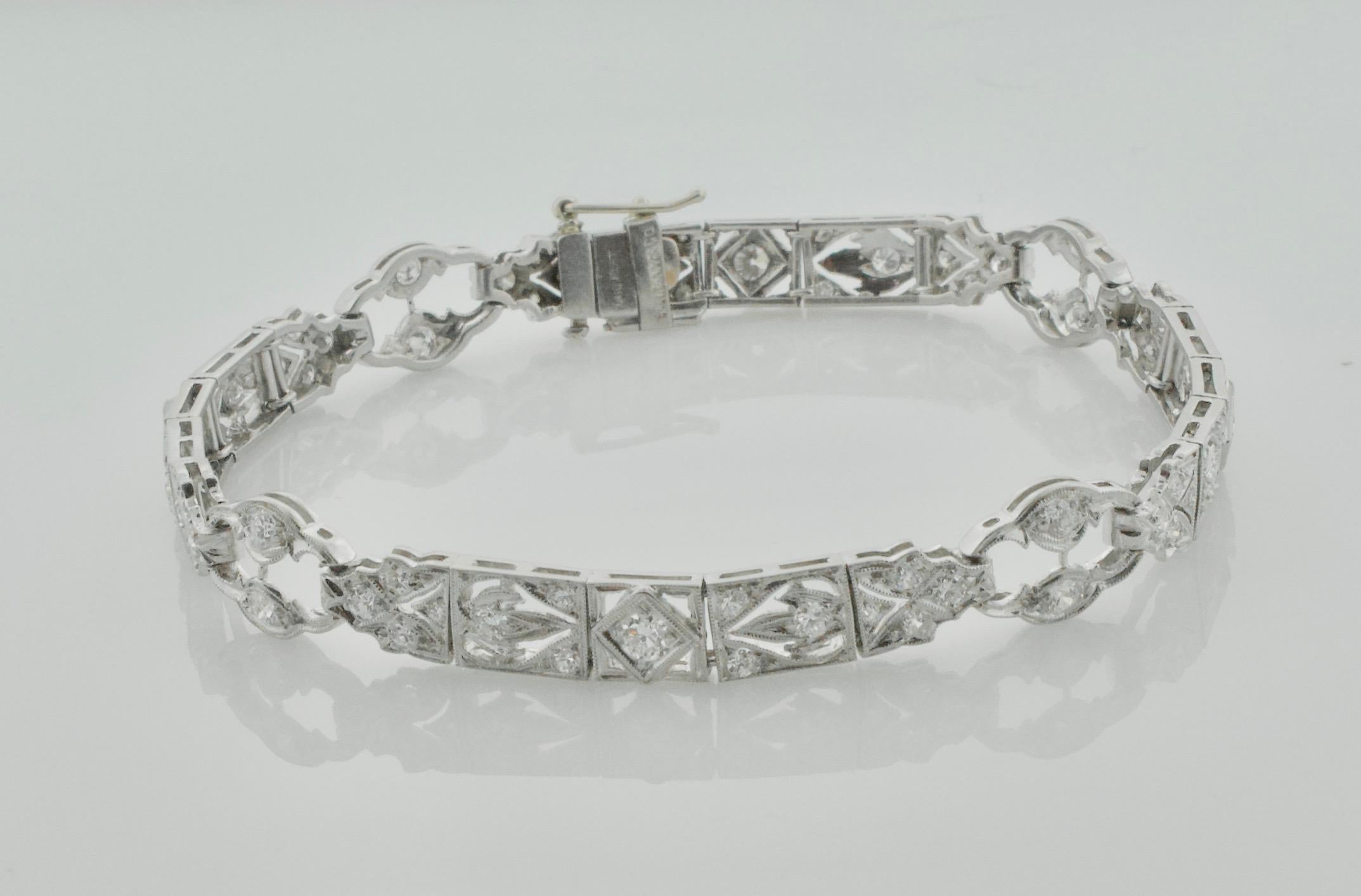 Round Cut Tiffany & Co. Diamond Bracelet in Platinum, circa 1930s