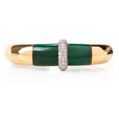 Tiffany and Co. Diamond Jade 18 Karat Platinum Cuff Bangle Bracelet