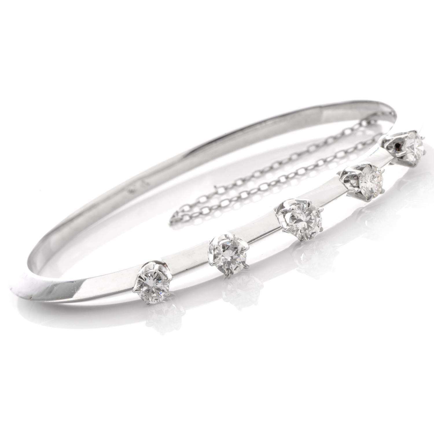 Modern Tiffany & Co. Diamond Knife Edge 18 Karat Bangle Bracelet
