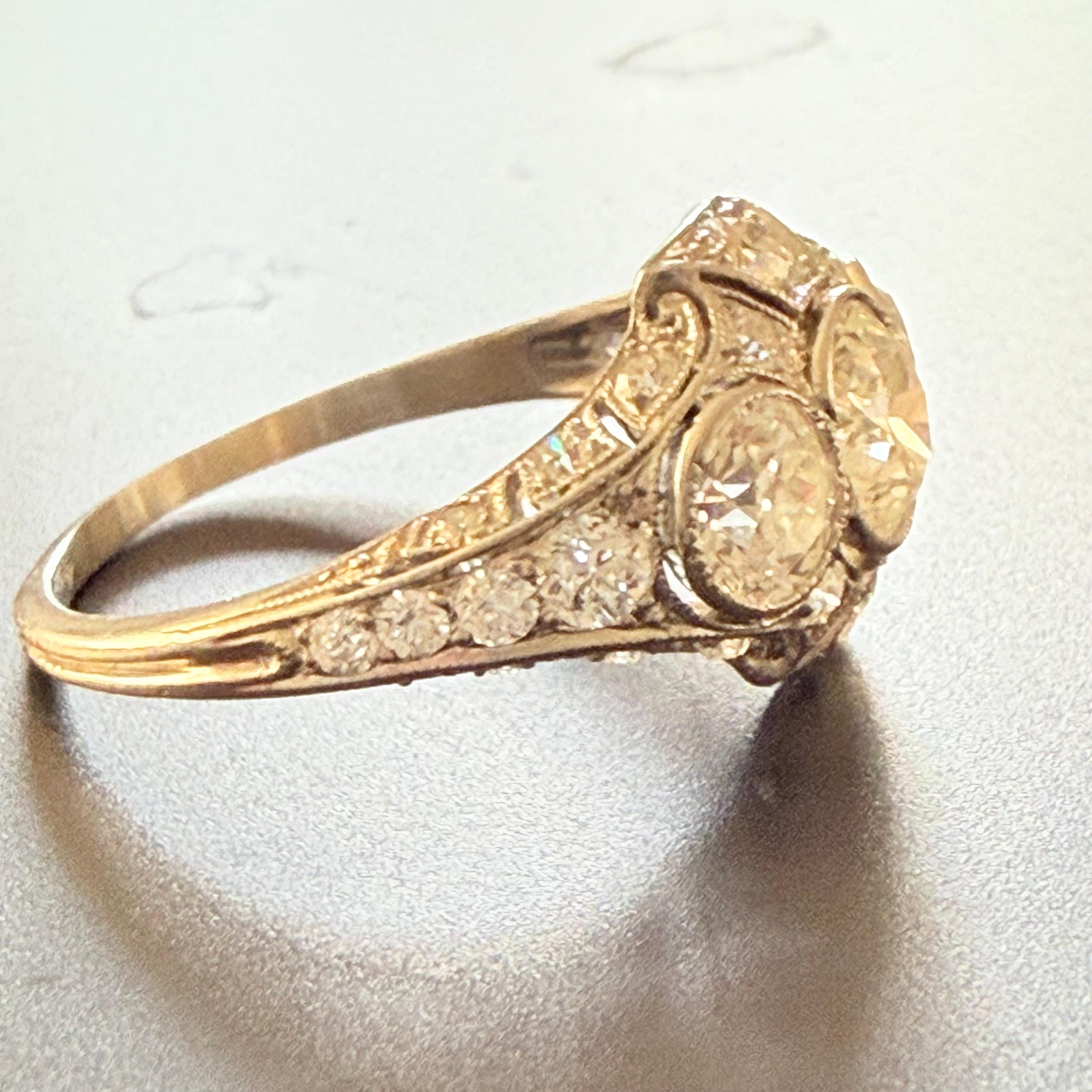 Tiffany and Co Diamond Platinum Deco Ring 6