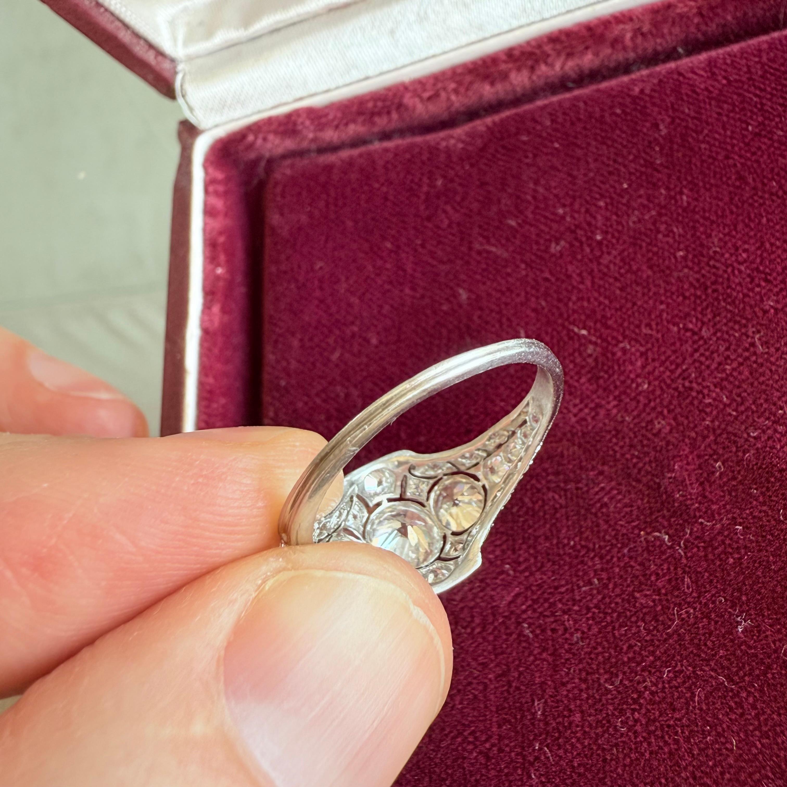 Tiffany and Co Diamond Platinum Deco Ring In Good Condition In Beverly Hills, CA