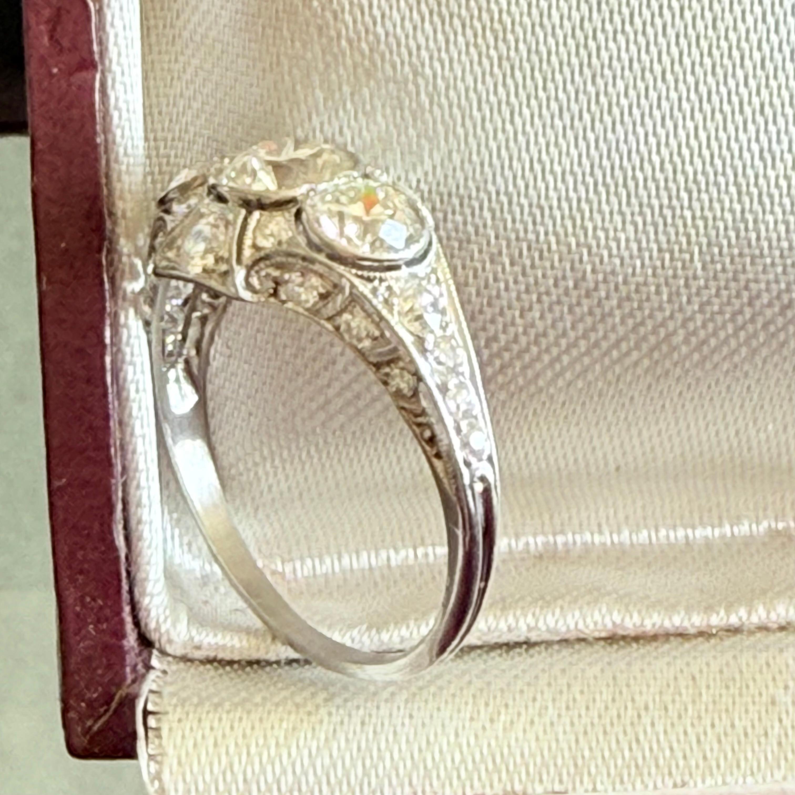 Women's or Men's Tiffany and Co Diamond Platinum Deco Ring