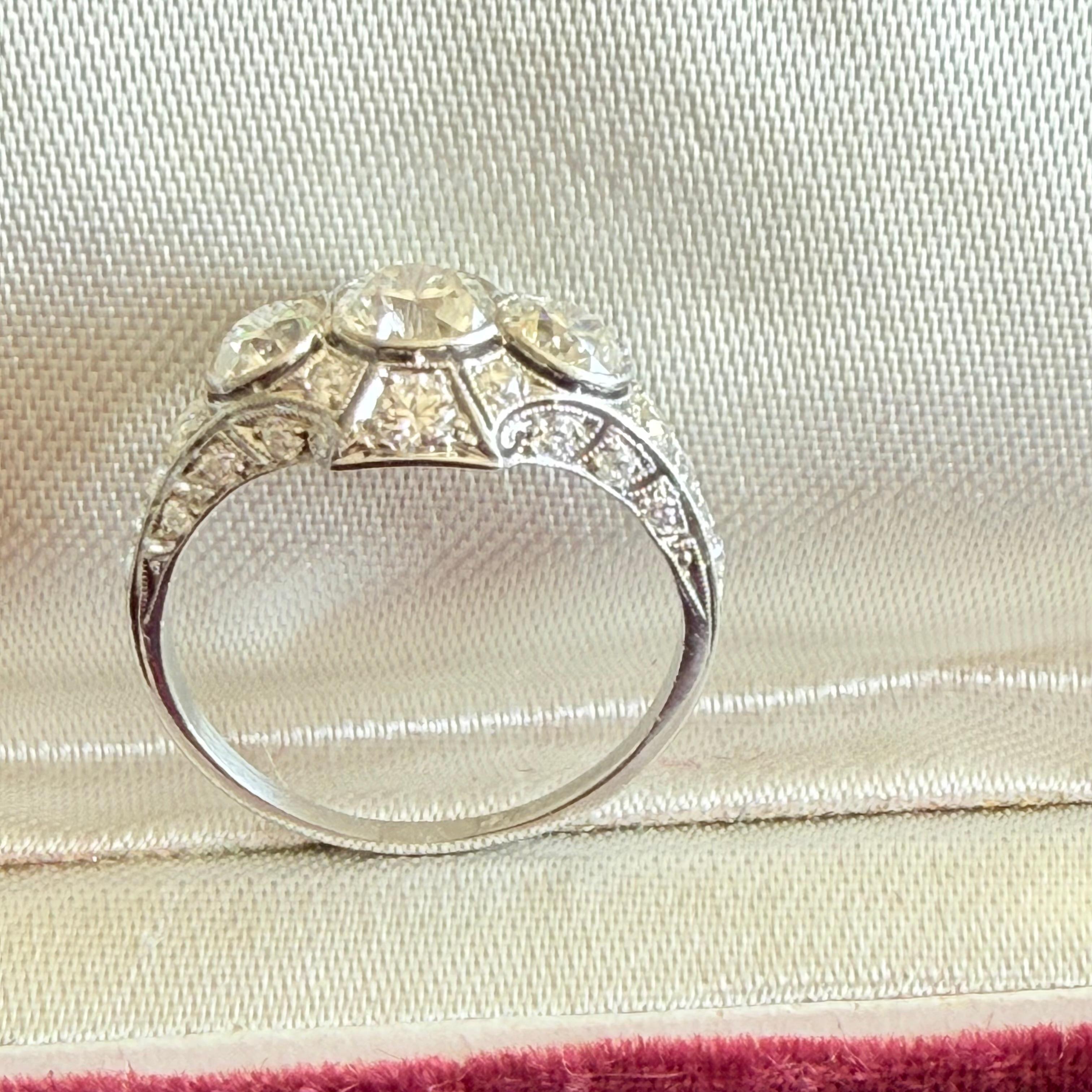 Tiffany and Co Diamond Platinum Deco Ring 1