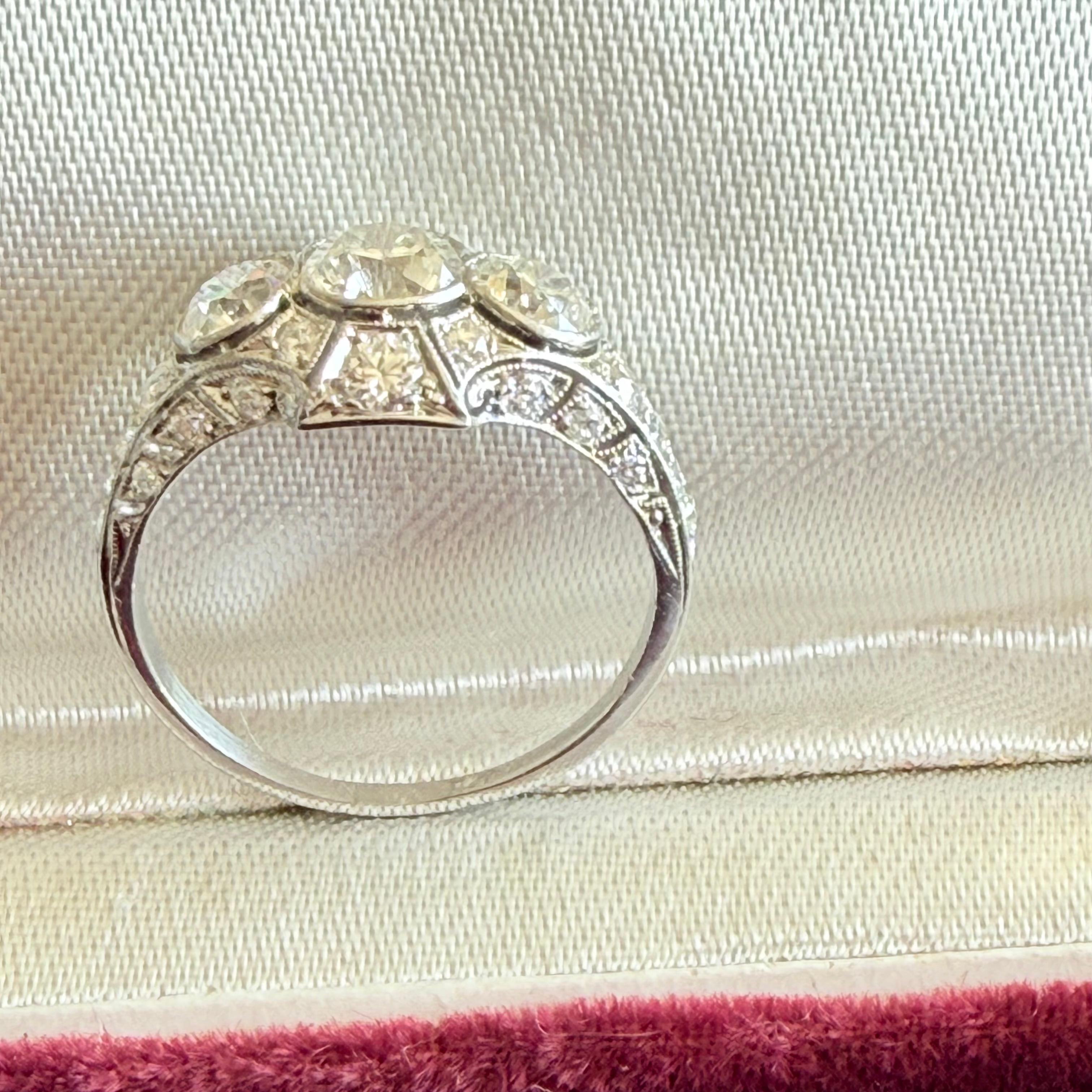 Tiffany and Co Diamond Platinum Deco Ring 2