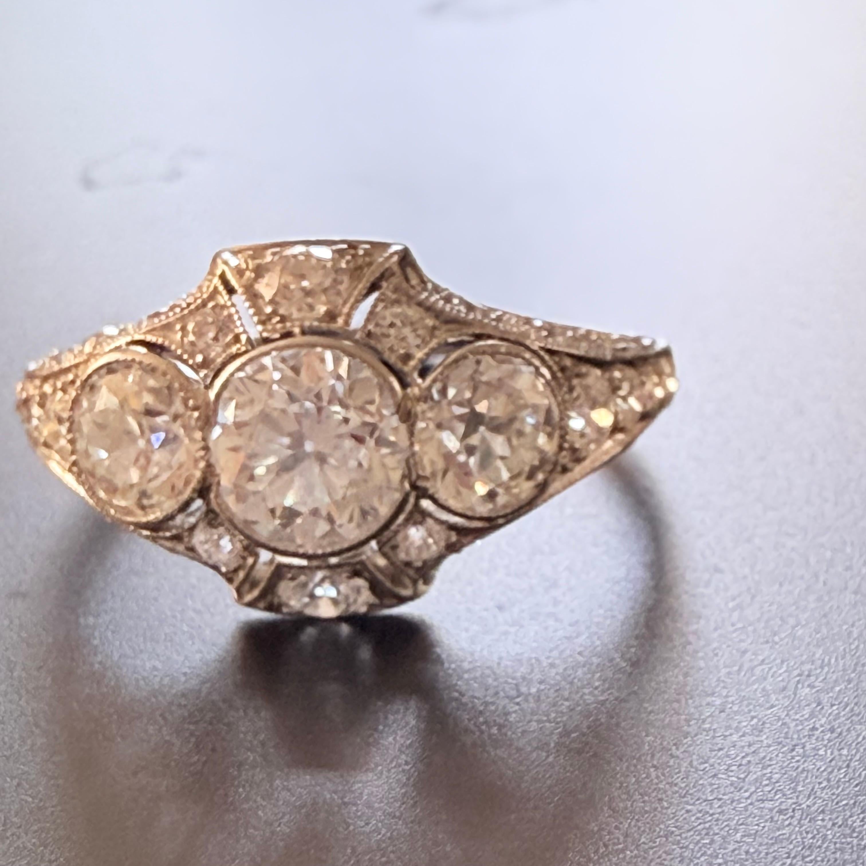 Tiffany and Co Diamond Platinum Deco Ring 3