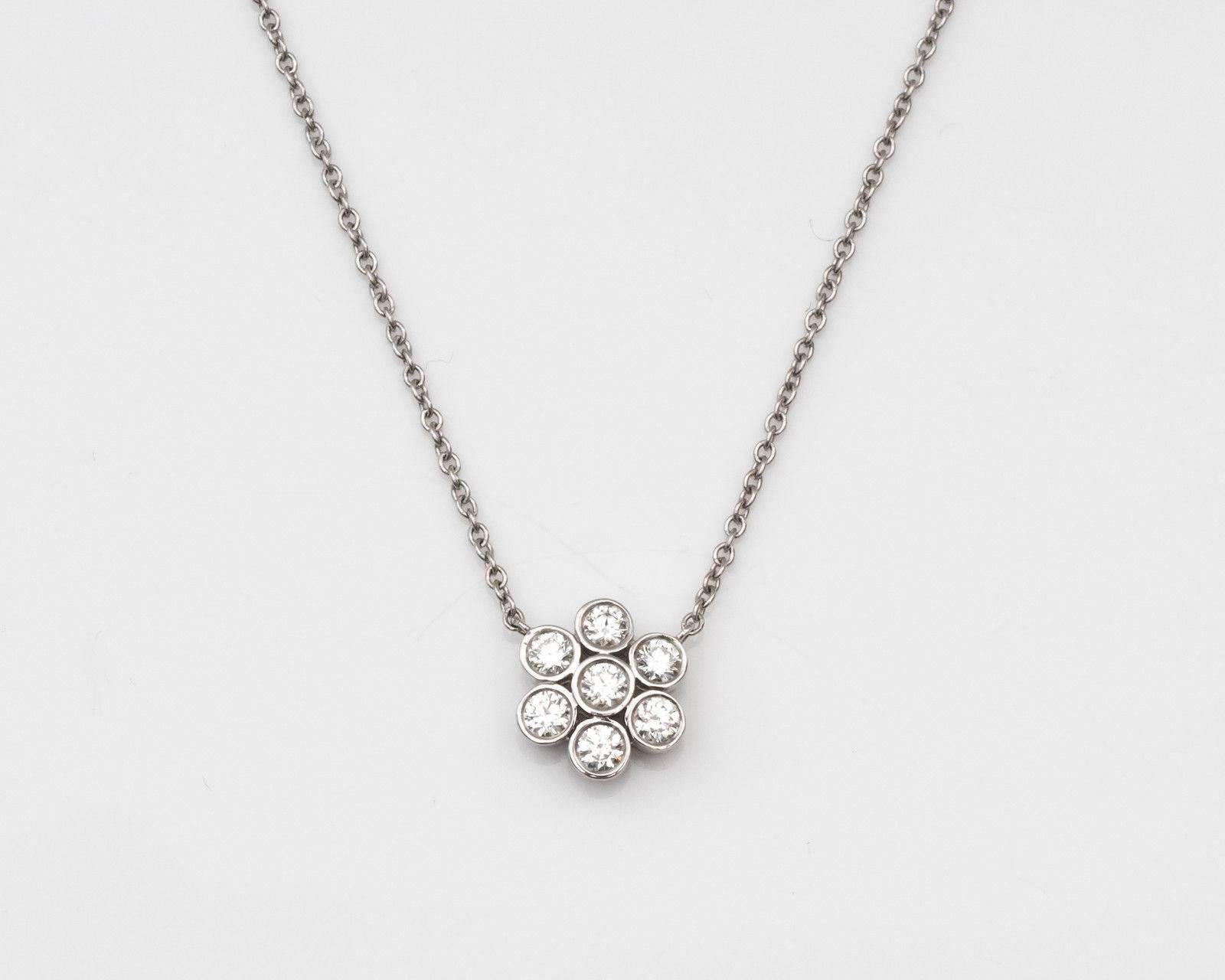 Modern Tiffany & Co. Diamond Platinum Flower Pendant