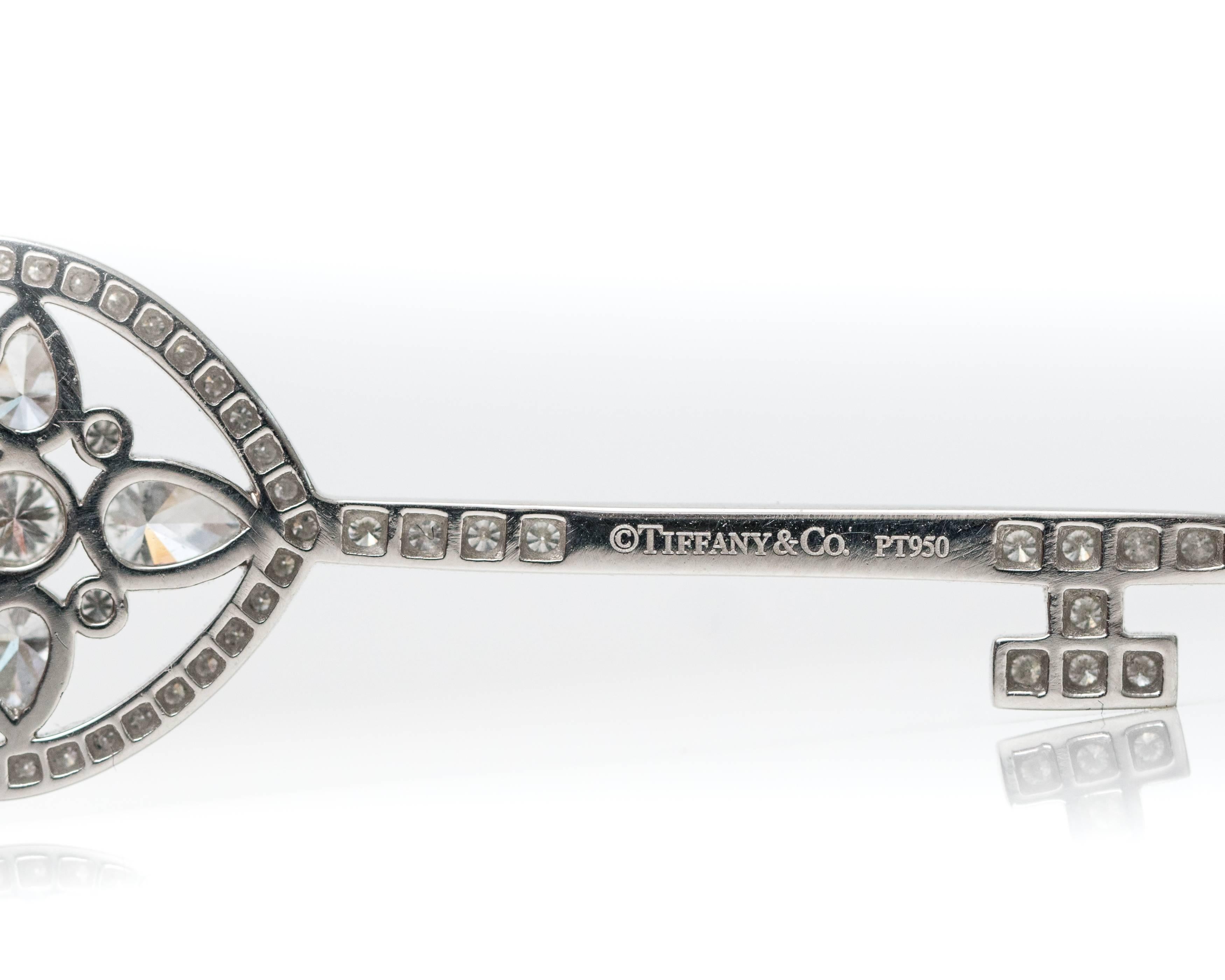 Modern Tiffany & Co. Diamond Platinum Tiffany Keys Ornate Heart Key Pendant