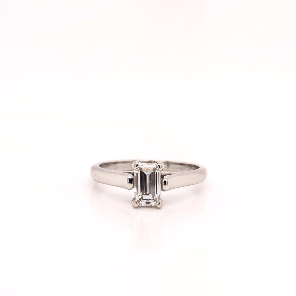 Modernist Tiffany & Co. Engagement 0.57ct Diamond Ring Emerald Cut 0.57 Carat