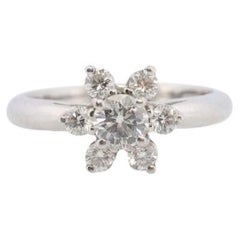 Tiffany and Co. Diamond Ring. Platinum Flower Diamond Band. Tiffany and Company