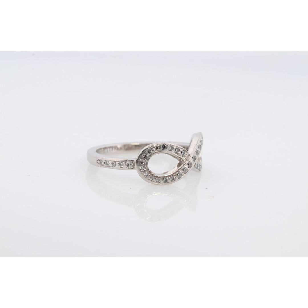 Tiffany and Co. Diamond Ring. Platinum Infinity Diamond Band. Infinity Loop For Sale 2