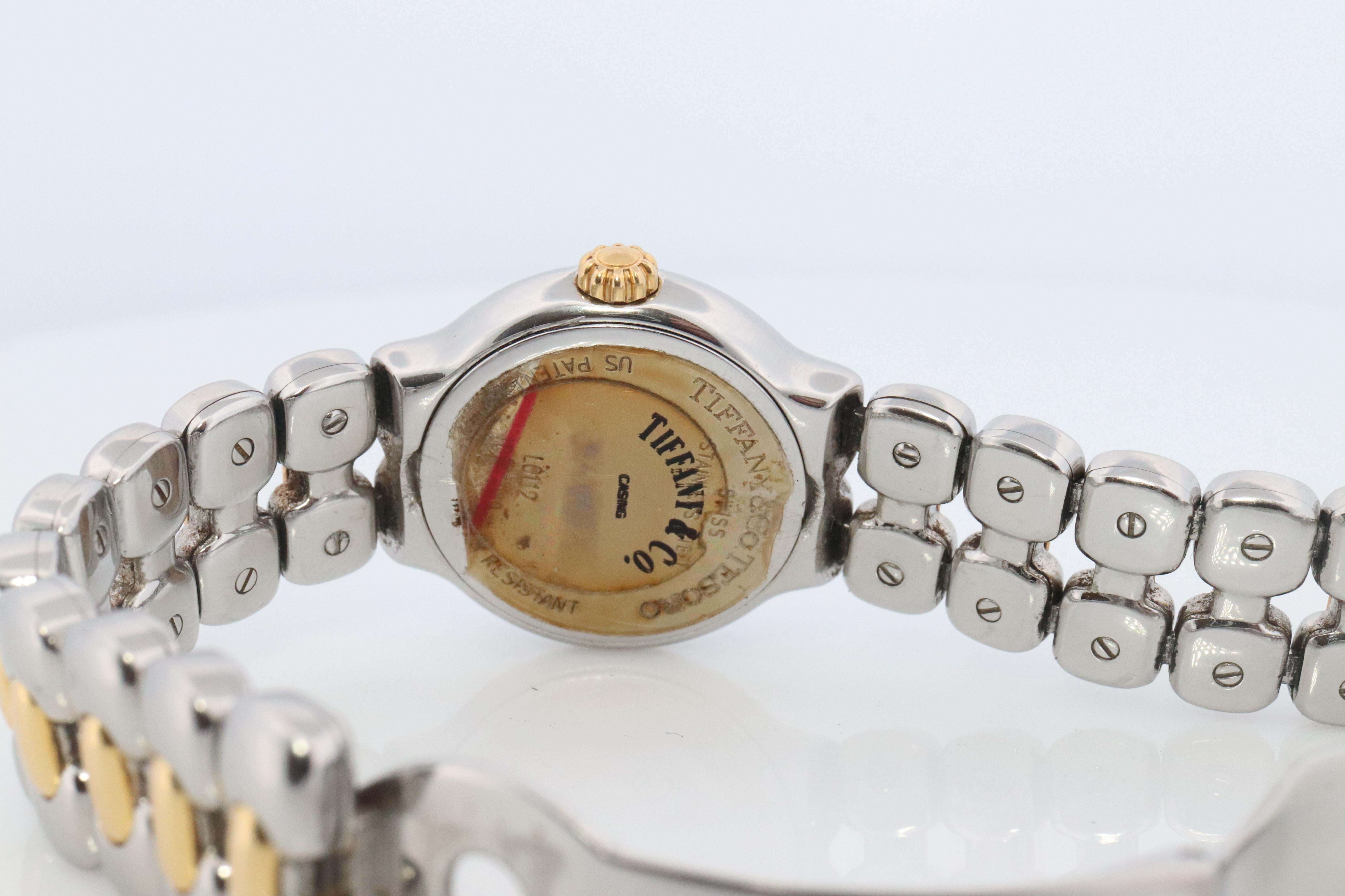 Tiffany and Co Diamond Watch. 18k Tiffany Tesoro Stainless Steel Ladies 25mm. 3