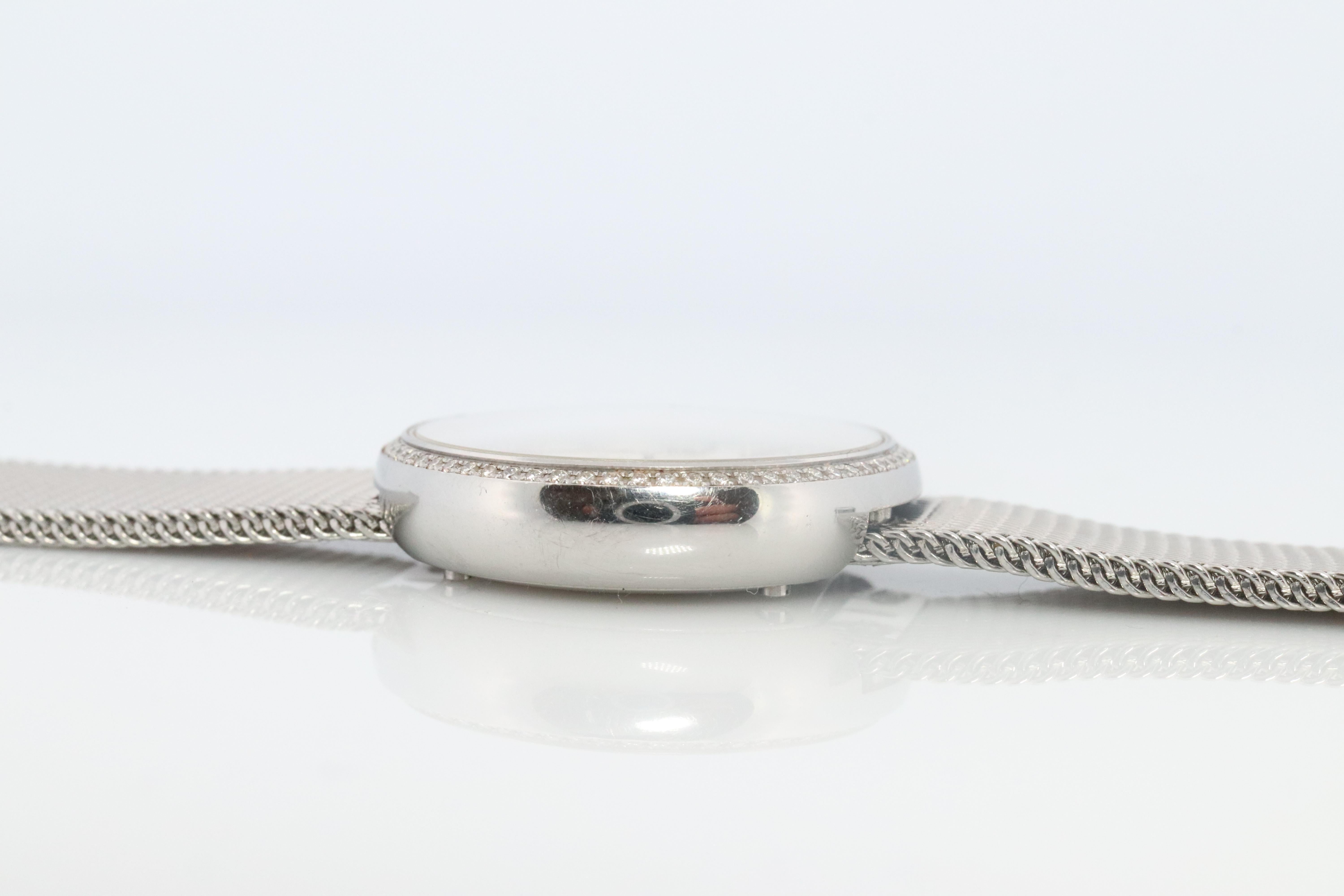 Tiffany and Co Diamond Watch. Tiffany Atlas Diamond Bezel 24mm Ladies Watch. For Sale 1
