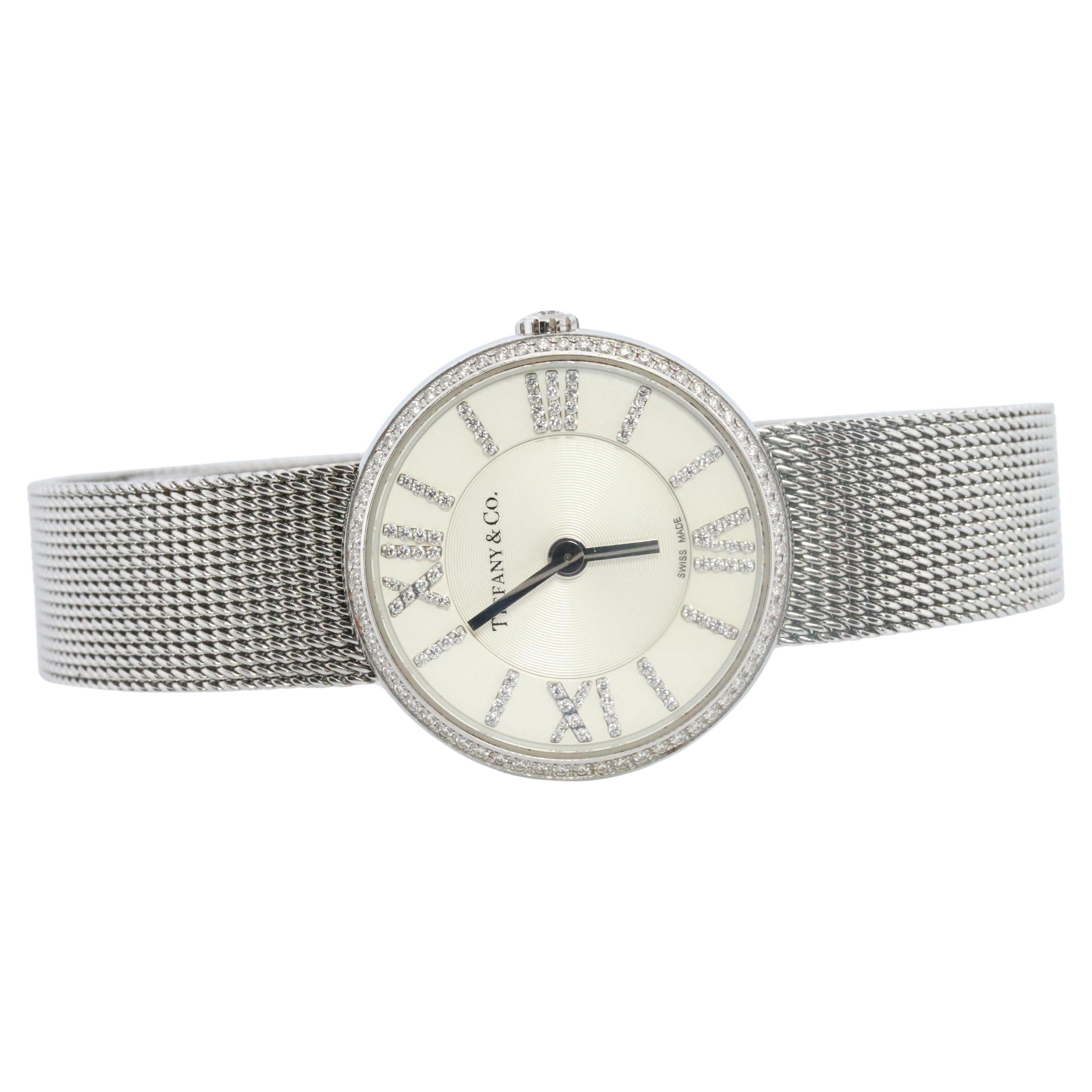 Orologio con diamanti Tiffany & Co. Orologio da donna Tiffany Atlas con lunetta di diamanti da 24 mm.