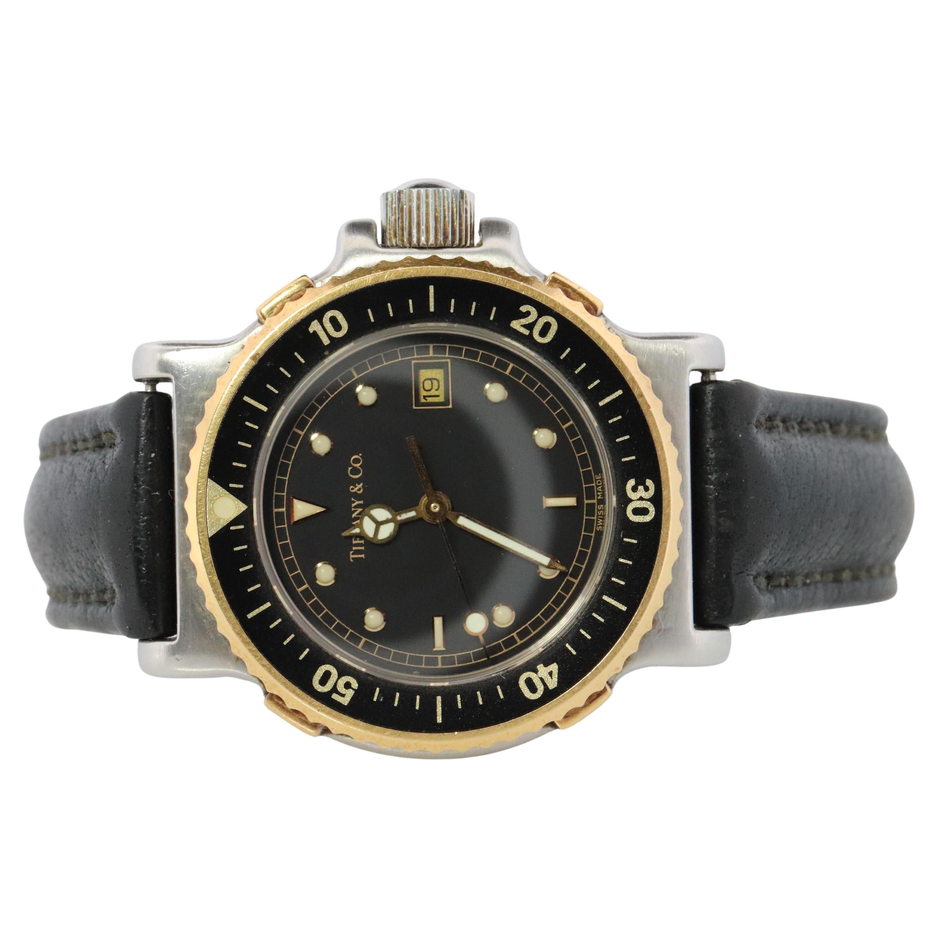 Reloj de buceo Tiffany & Co. Reloj de señora Tiffany L0729 de oro de 18 quilates y acero inoxidable