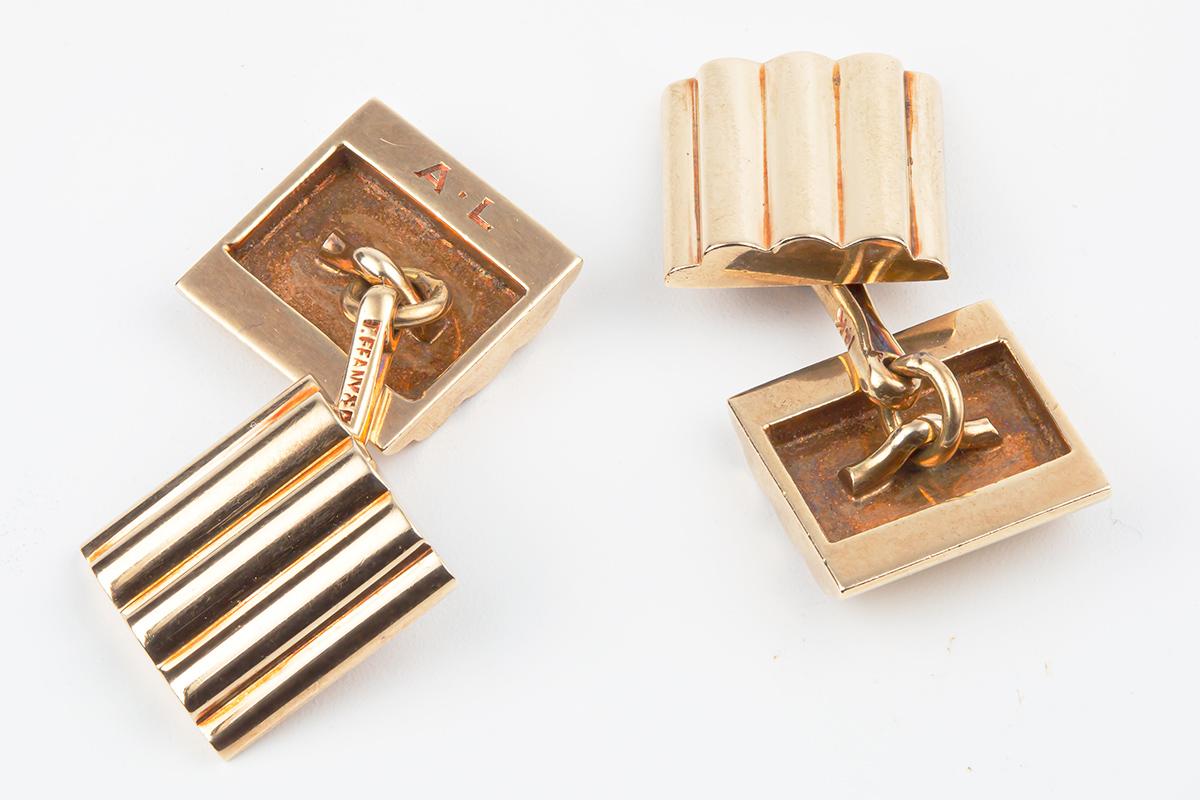 Men's Tiffany & Co. Dress Set of Cufflinks and Studs in 14 Karat Gold, New York 1950 For Sale