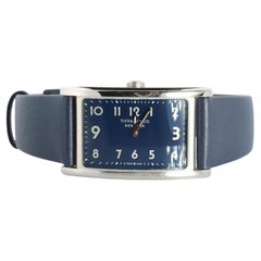 Tiffany and Co East and West Watch. Ladies Navy Blue T&Co Tank wristwatch.