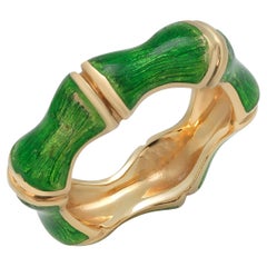 Tiffany and Co Eighteen Karat Gold and Green Enamel Bamboo Ring