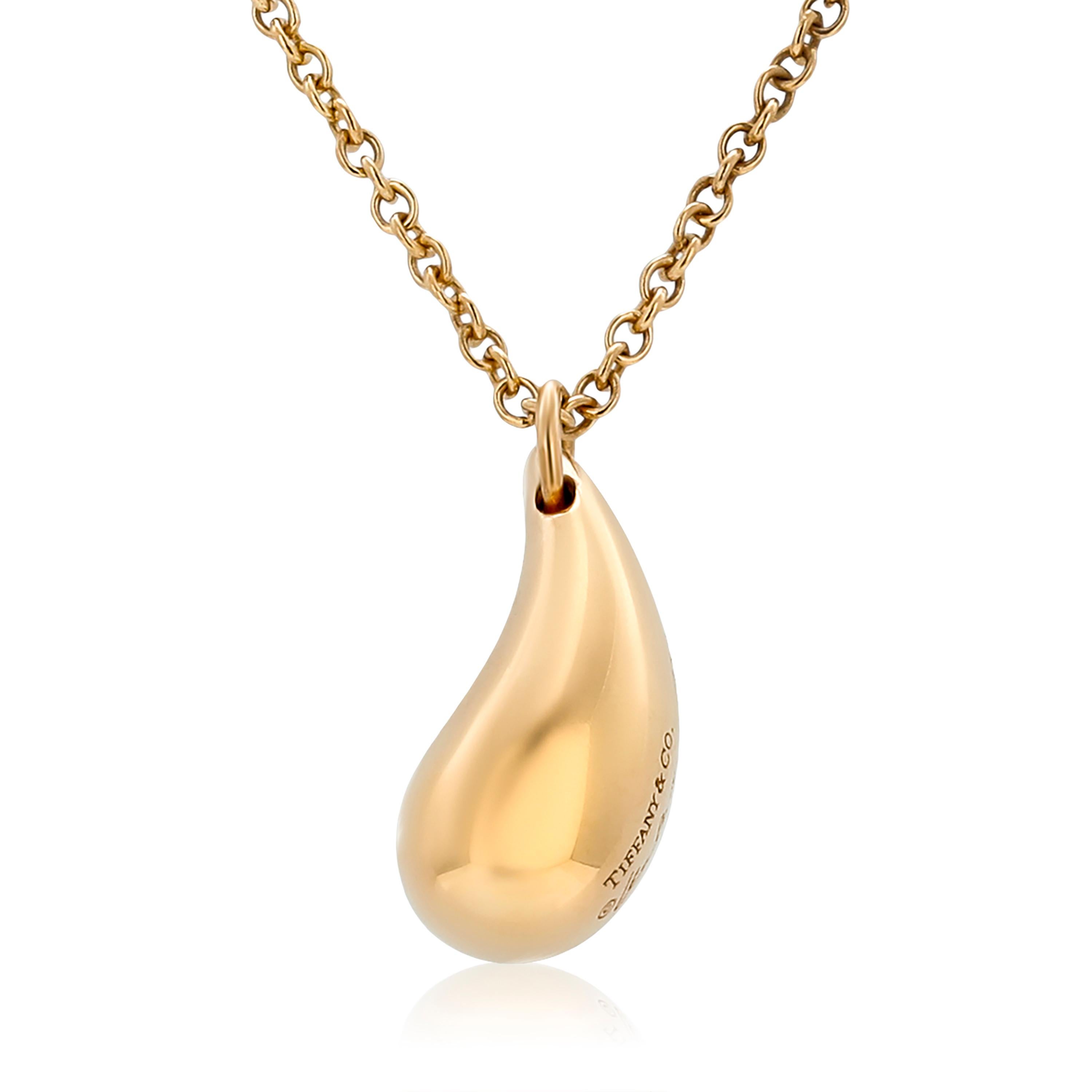 Tiffany and Co Eighteen Karat Gold Elsa Peretti Teardrop Pendant Necklace 1