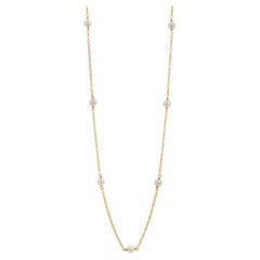 Tiffany and Co Elsa Peretti, collier en or jaune 18 carats avec 7 perles de culture