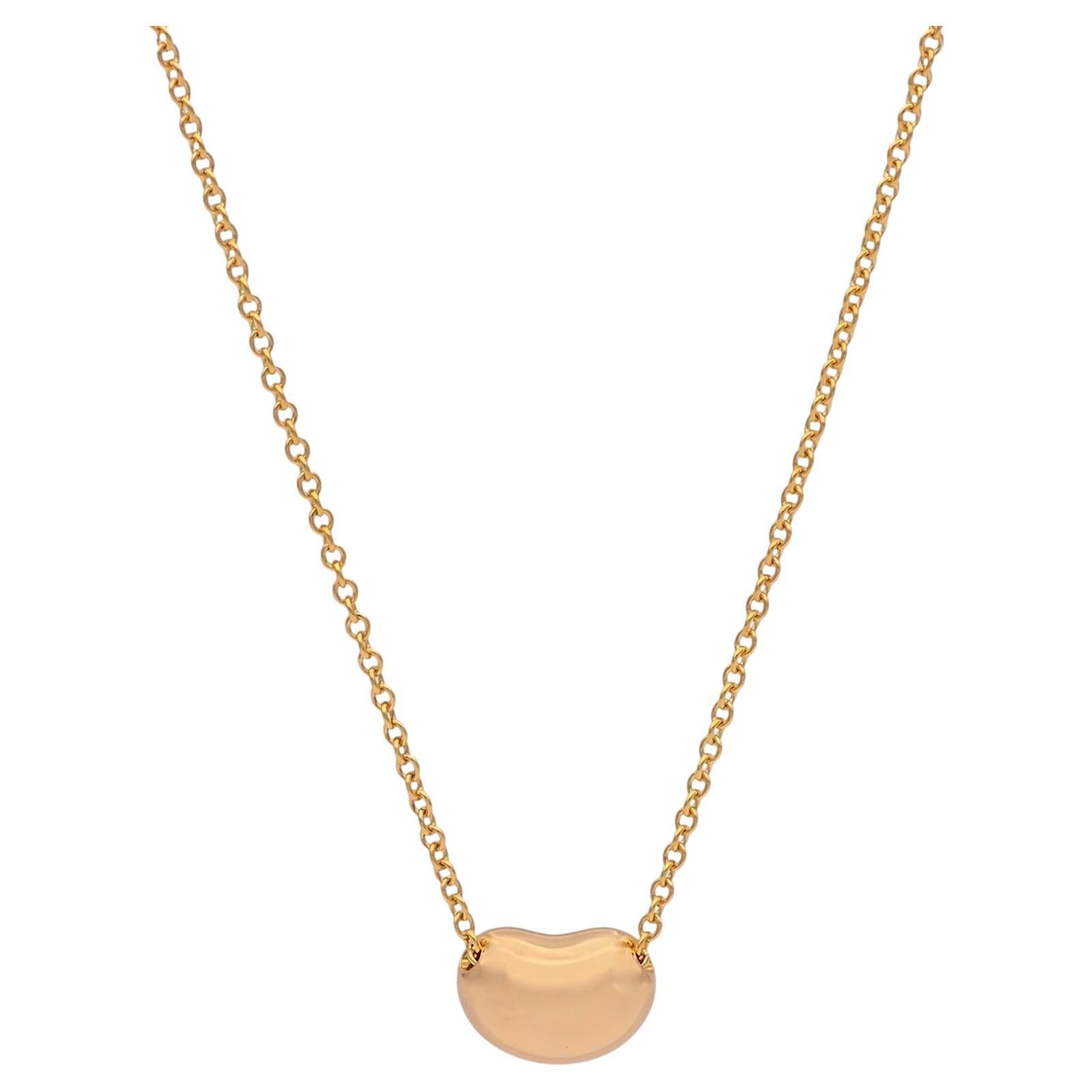 Tiffany and Co. Elsa Peretti Bean Pendant Necklace in 18K Rose Gold 9mm 24"