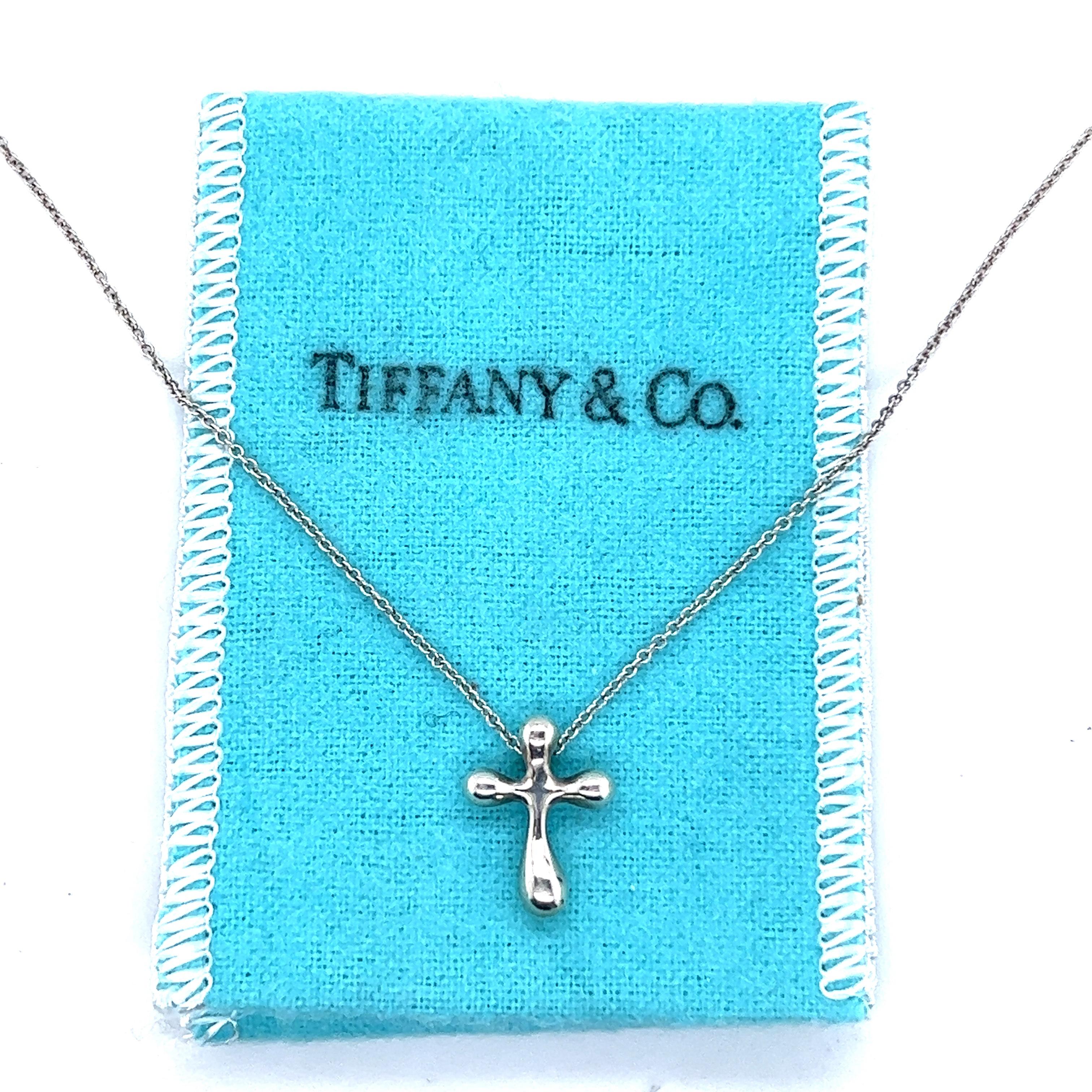 Sterling Silver Elsa Peretti for Tiffany and Co Cross Necklace 16.5