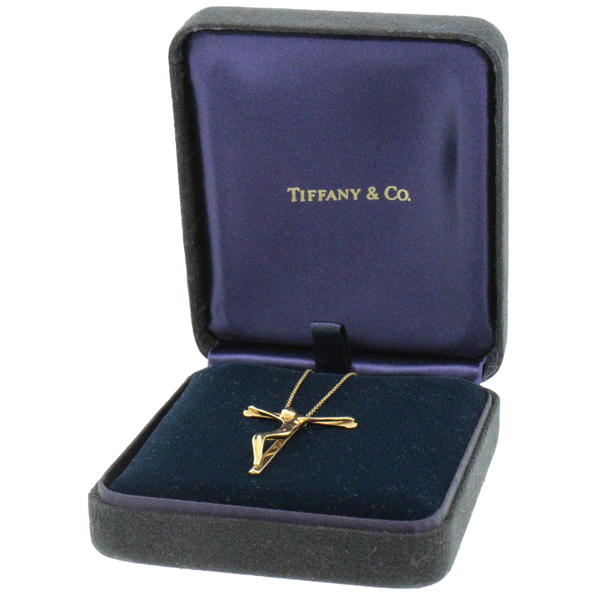 Tiffany und Co. Elsa Peretti Kruzifix-Halskette mit Schachtel Damen