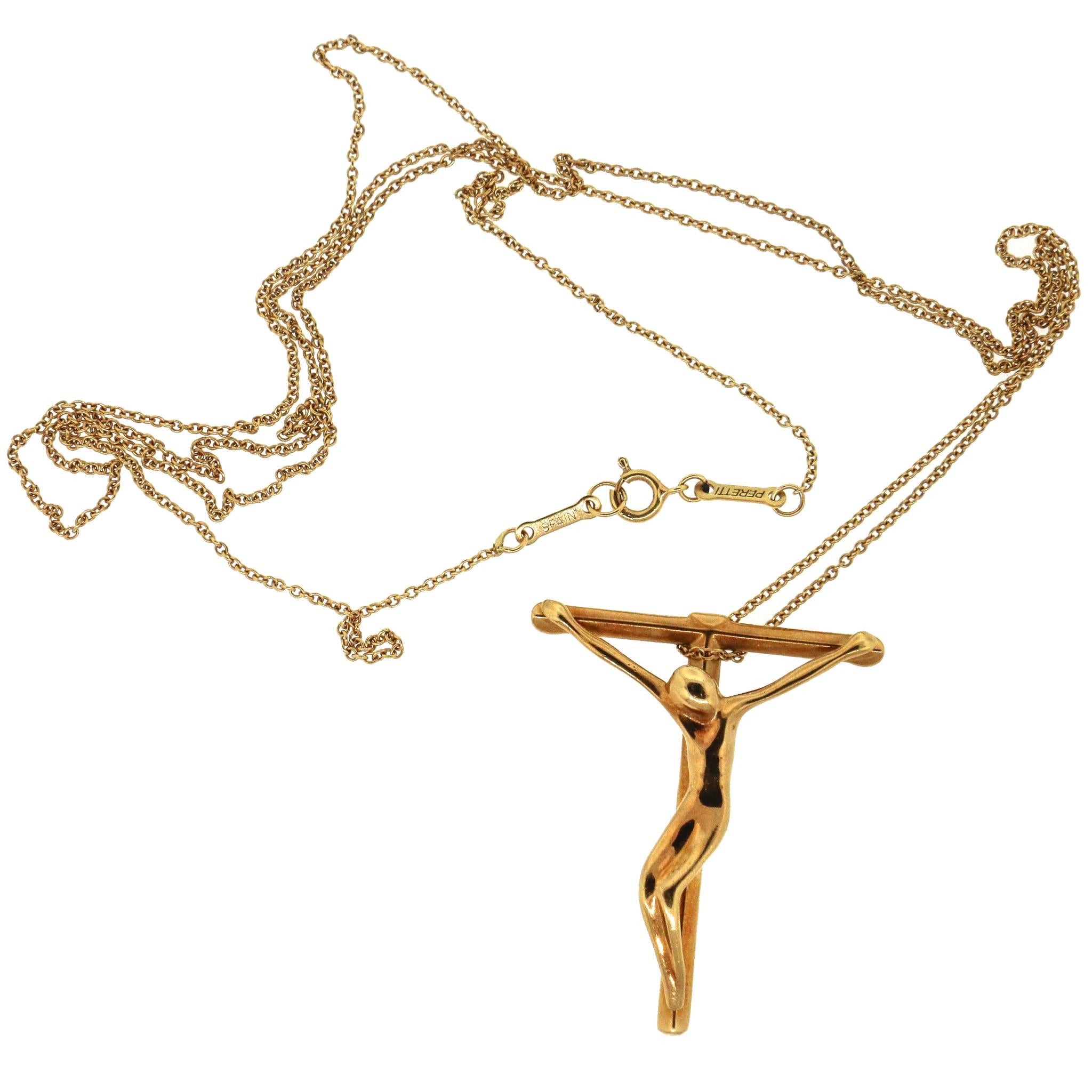 Tiffany und Co. Elsa Peretti Kruzifix-Halskette mit Schachtel 2