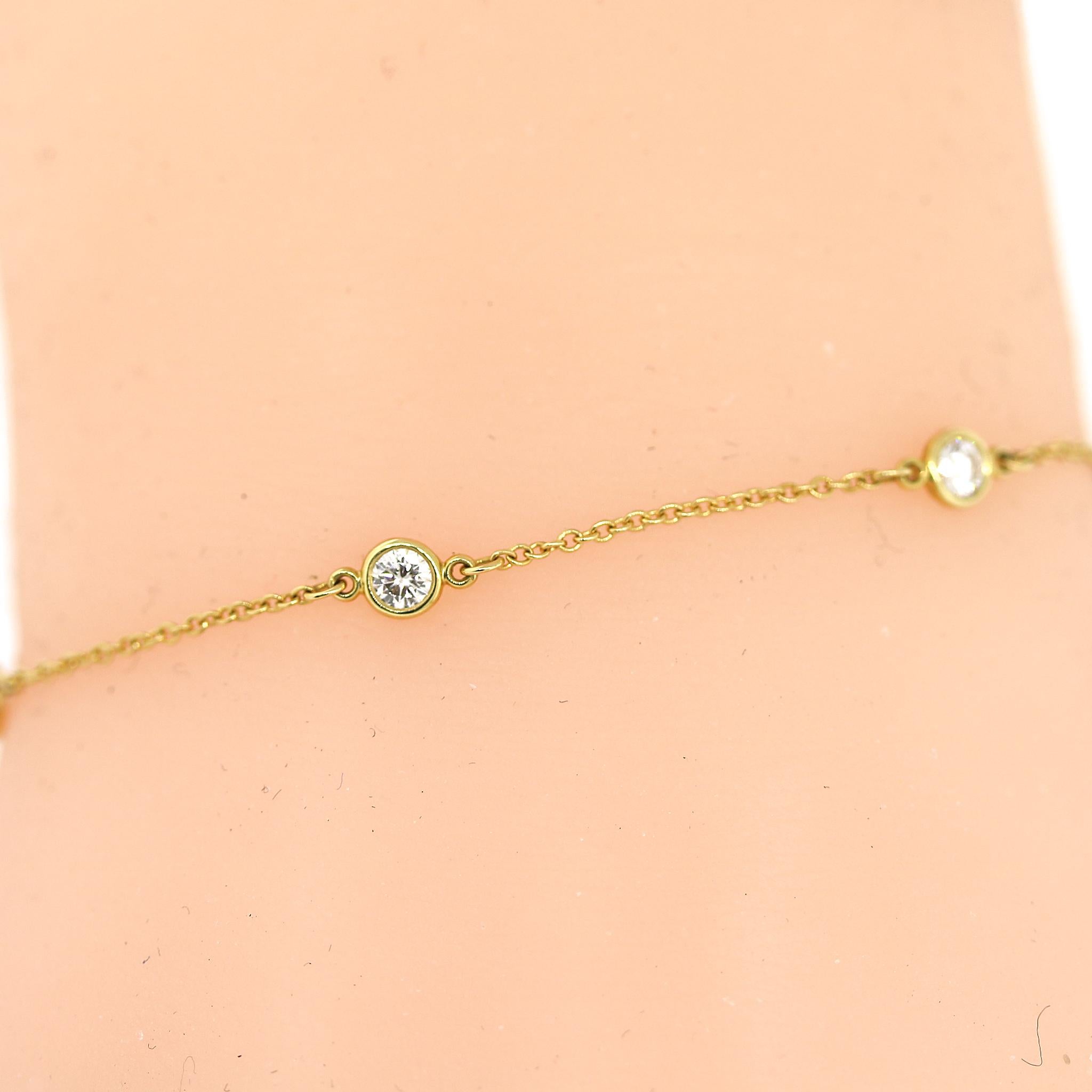 Tiffany and Co. Elsa Peretti Diamond by the Yard 18k Yellow Gold Bracelet In Excellent Condition For Sale In New York, NY