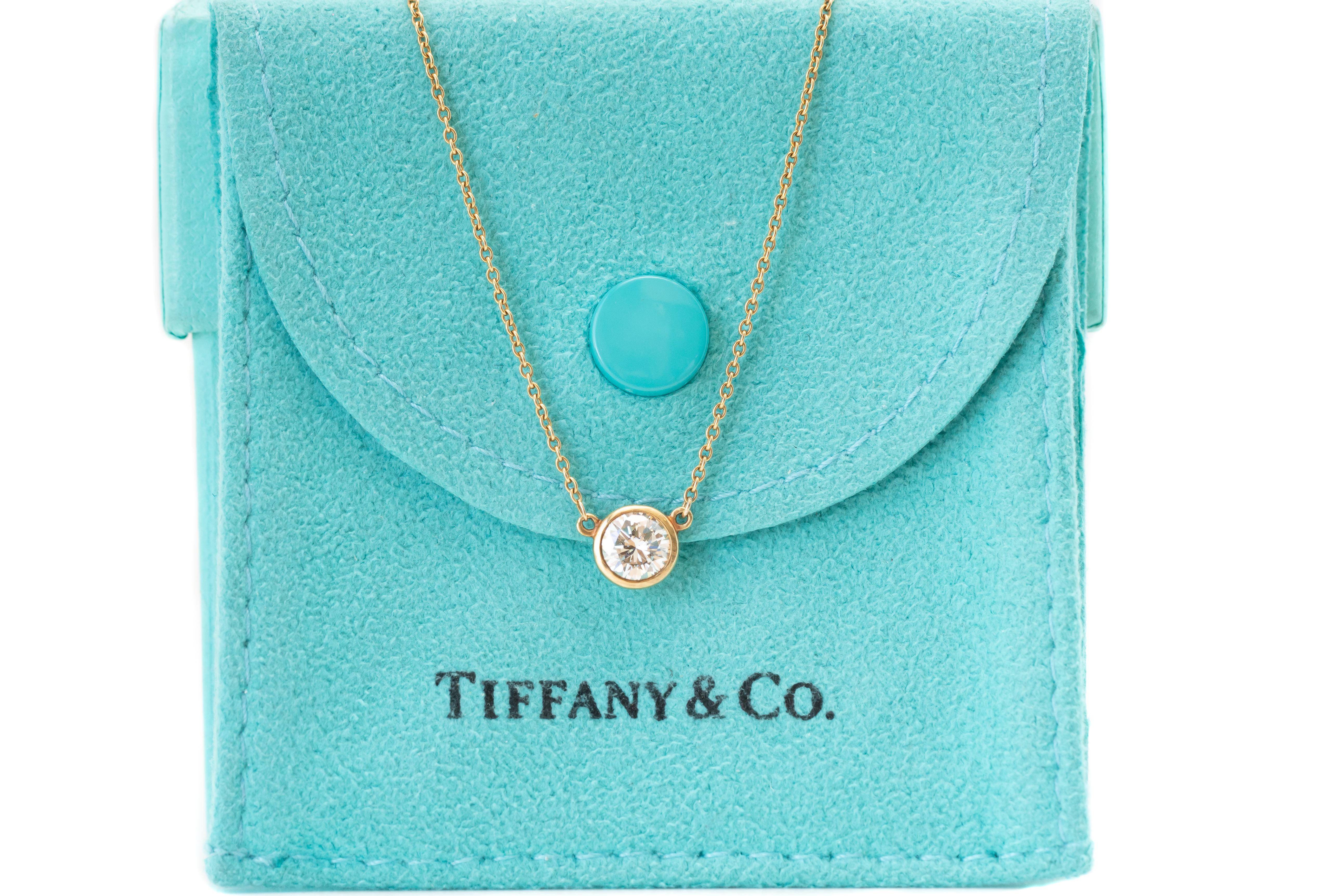 Round Cut Tiffany & Co. Elsa Peretti Diamonds by the Yard Pendant Necklace