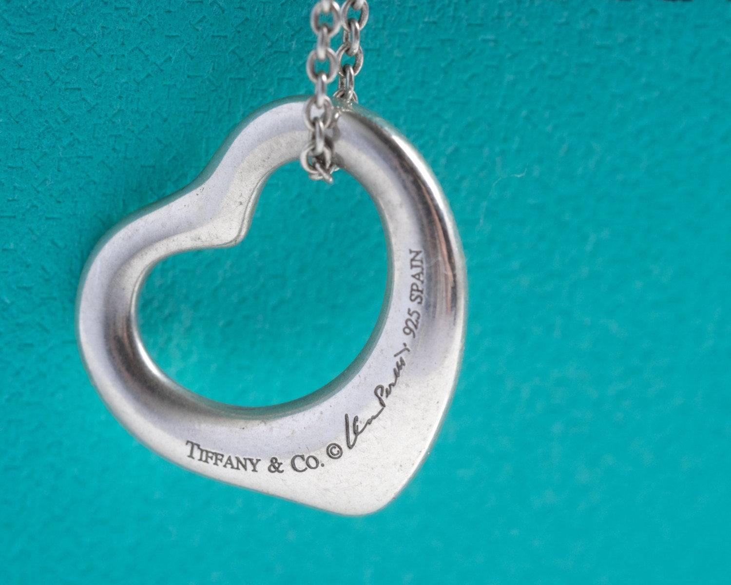 tiffany & co elsa perretti spain heart sterling diamond pendant necklace