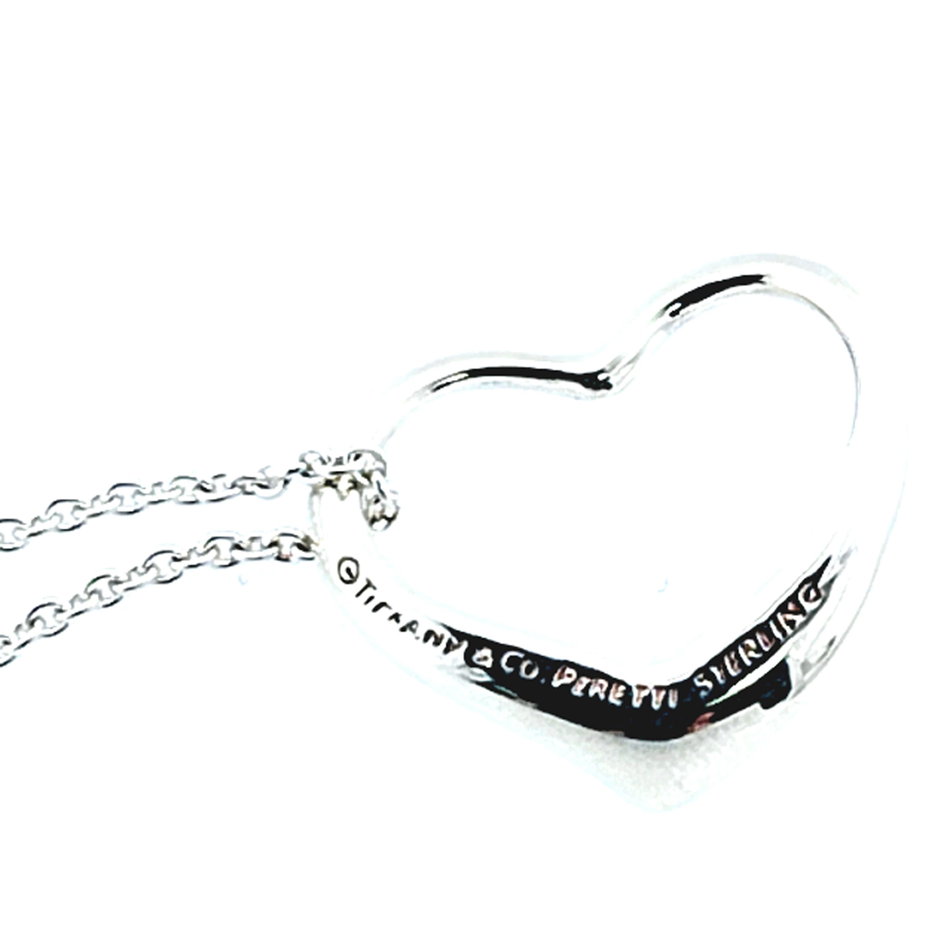 Tiffany and Co Elsa Peretti Silver Heart Necklace For Sale 2