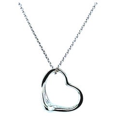 Retro Tiffany and Co Elsa Peretti Silver Heart Necklace
