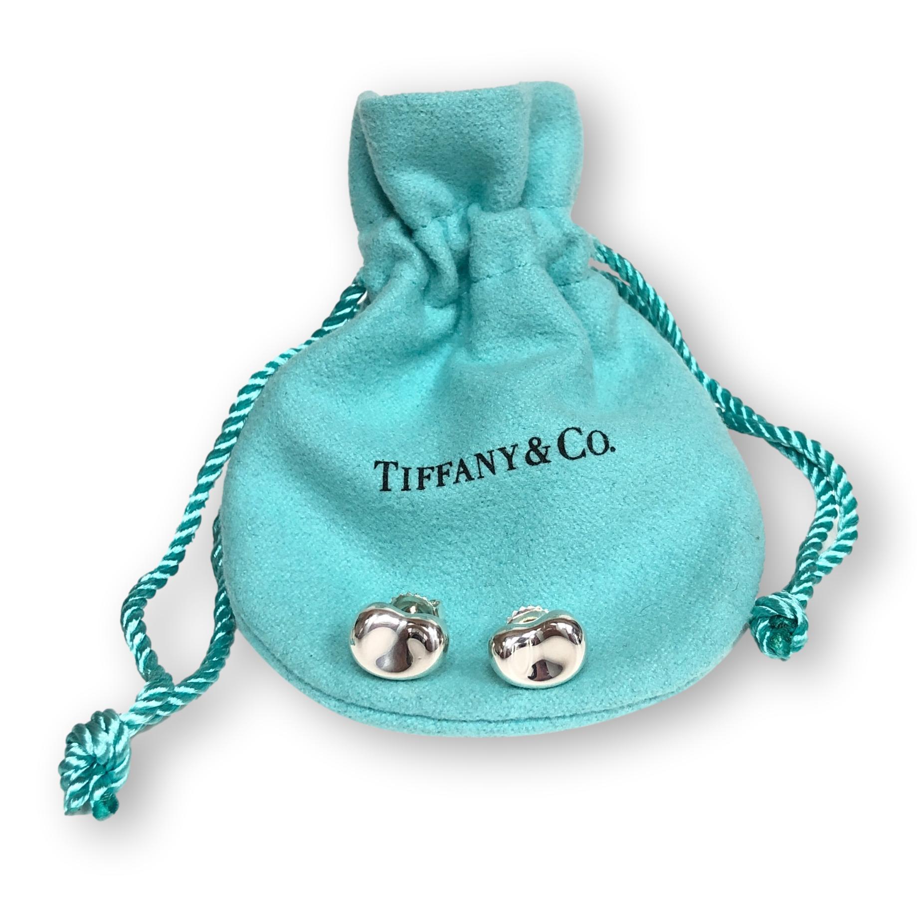 Tiffany and Co. Elsa Peretti Sterling Silver Bean Stud Earrings 2