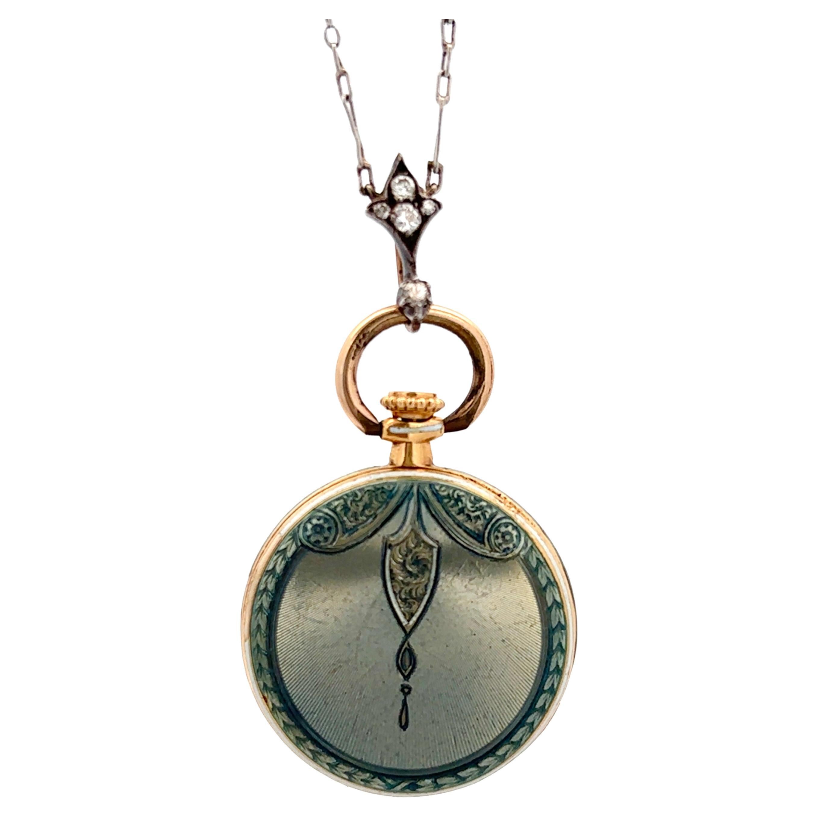 Tiffany und Co. Emaille-Taschenuhr-Halskette