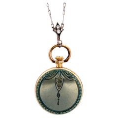 Tiffany and Co. Enamel Pocket Watch Necklace